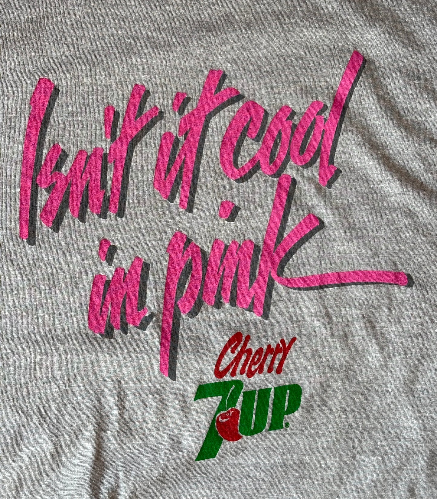 Vintage Cherry 7UP T-Shirt 80s “Isn’t It Cool in Pink” Soda Graphic Tee. Soft Drink Promo. Large