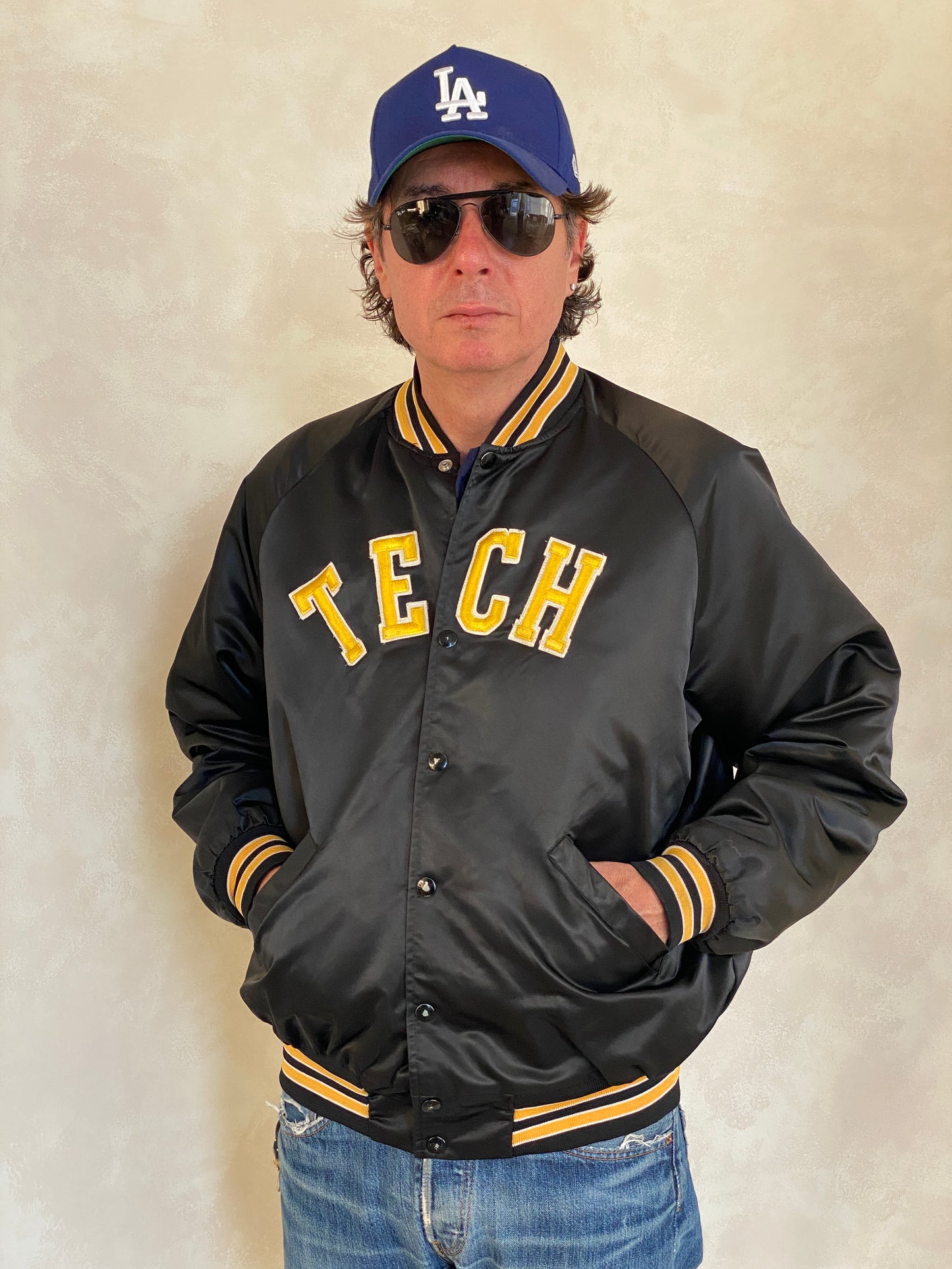 Large . Vintage Tech Satin jacket Made in USA