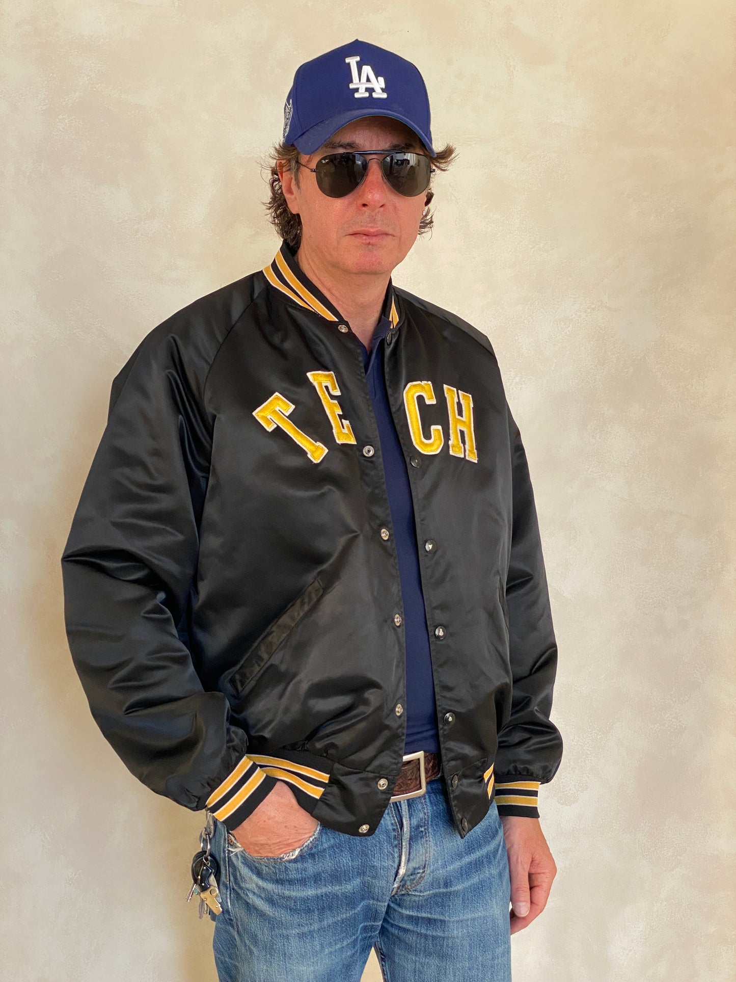 Large . Vintage Tech Satin jacket Made in USA