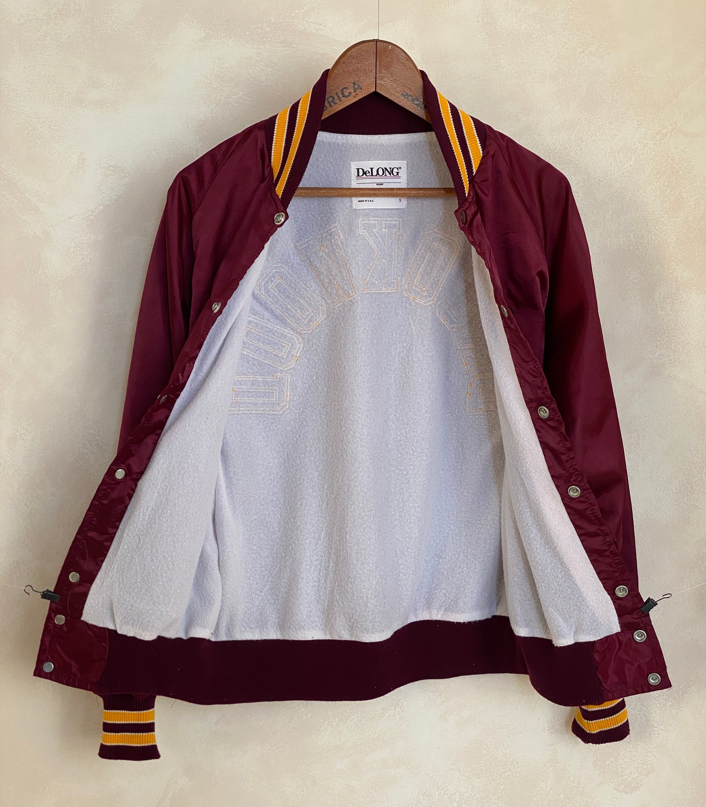 Size Small . Vintage Delong satin jacket Made in USA