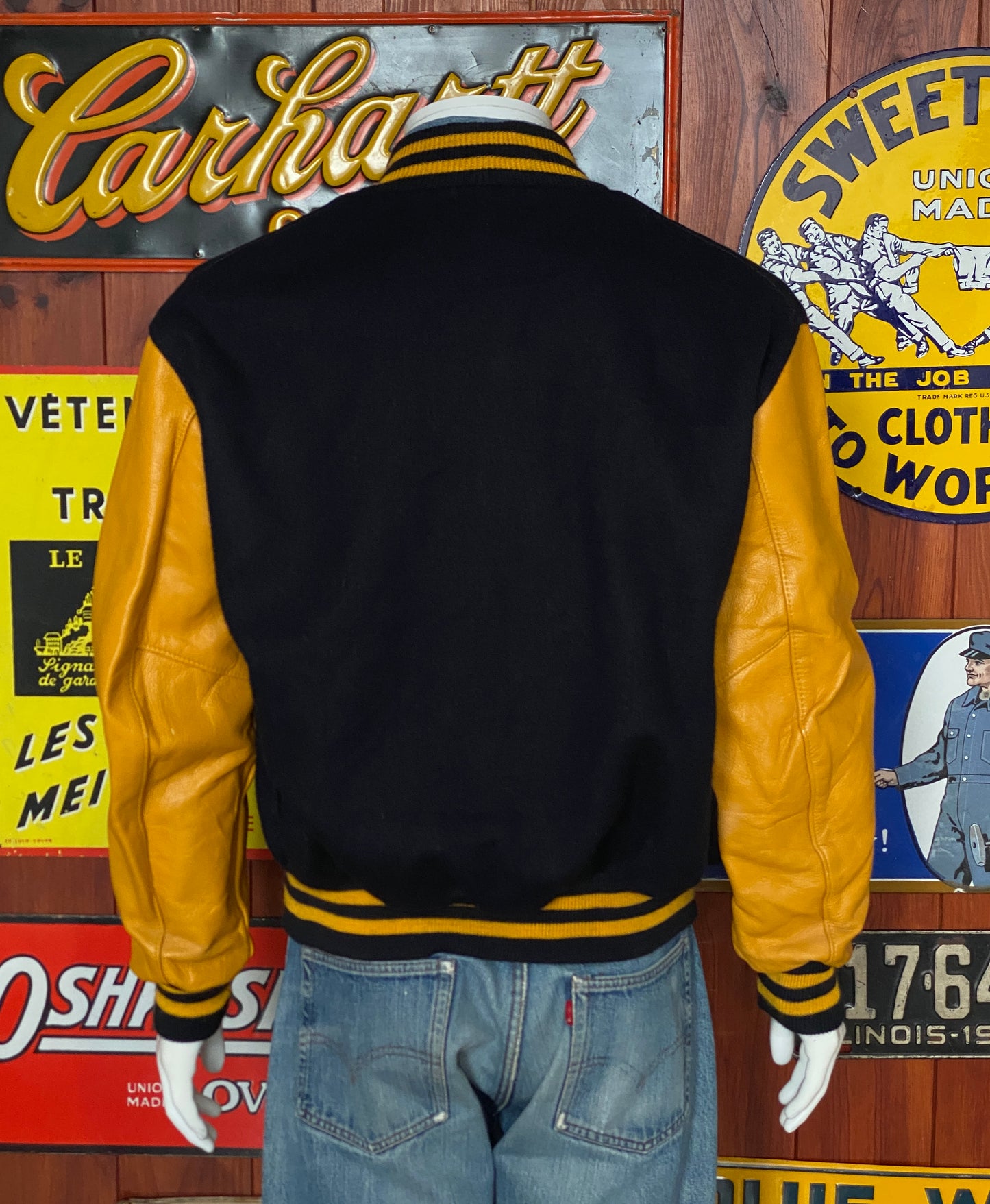Vintage Teamster Varsity Leather Sleeve Jacket - Size 44USA (54 EU) | Made in USA