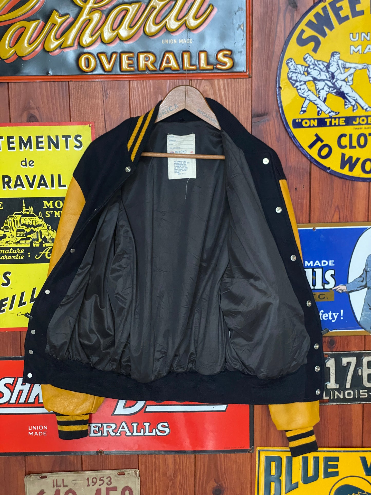 Vintage Teamster Varsity Leather Sleeve Jacket - Size 44USA (54 EU) | Made in USA
