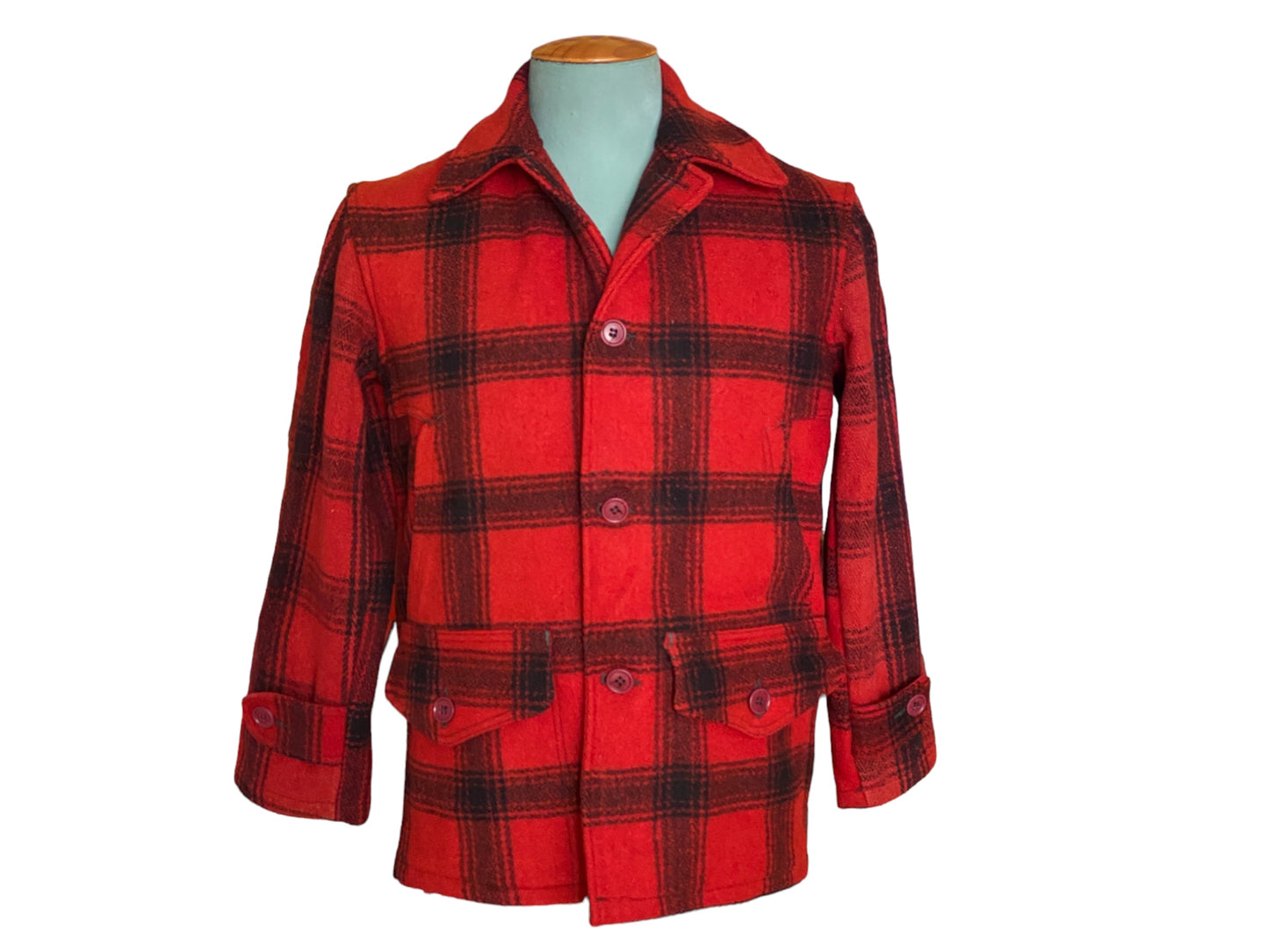 Size Small. Vintage 1940s Sears Roebuck plaid wool hunting jacket