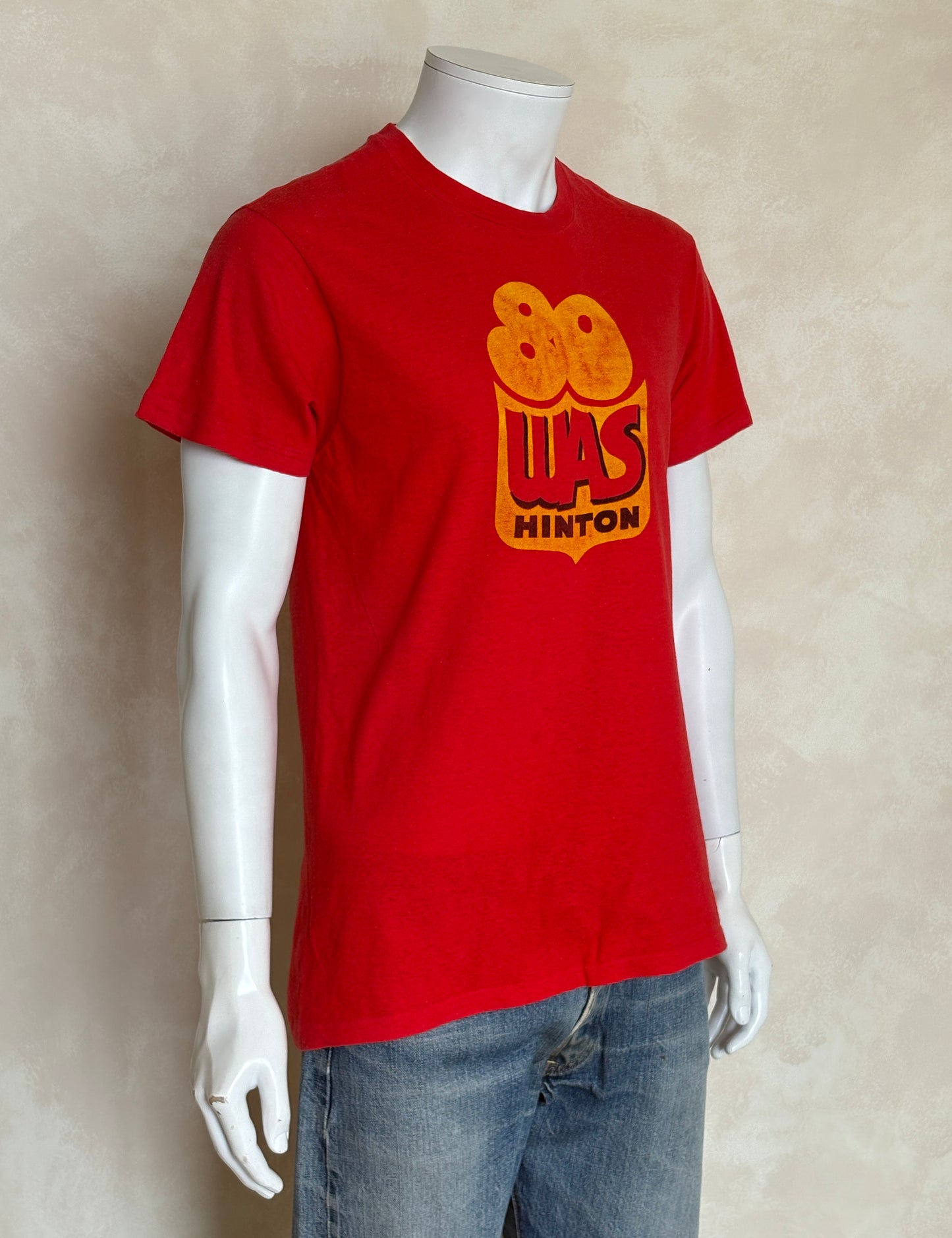 Vintage 80s bowling tee – bold WAS Hinton graphic with retro athletic flair. Large