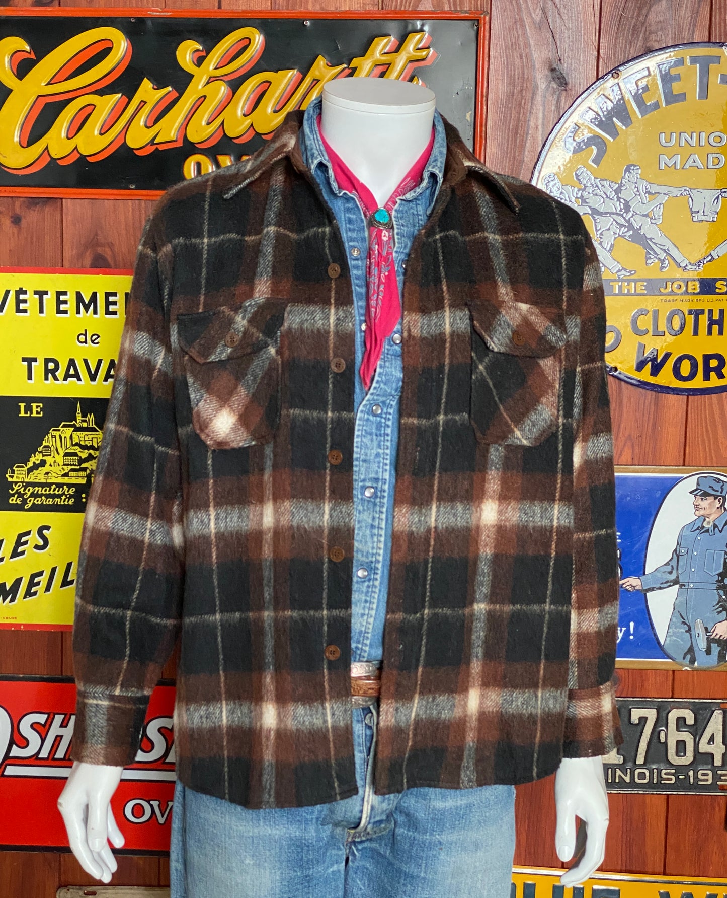 Size Large 80s Heavy Plaid Shirt | Vintage Retro Style
