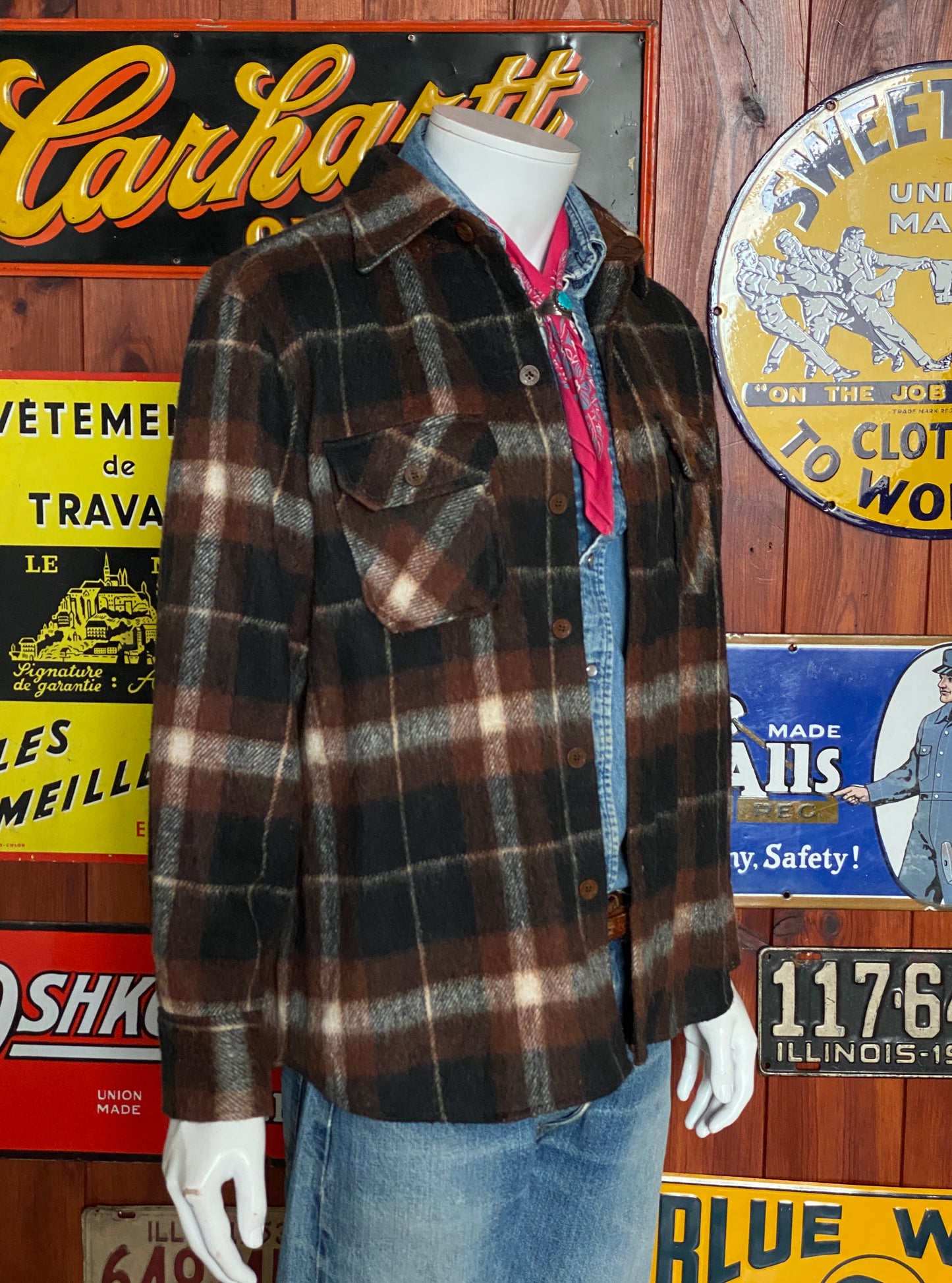 Size Large 80s Heavy Plaid Shirt | Vintage Retro Style