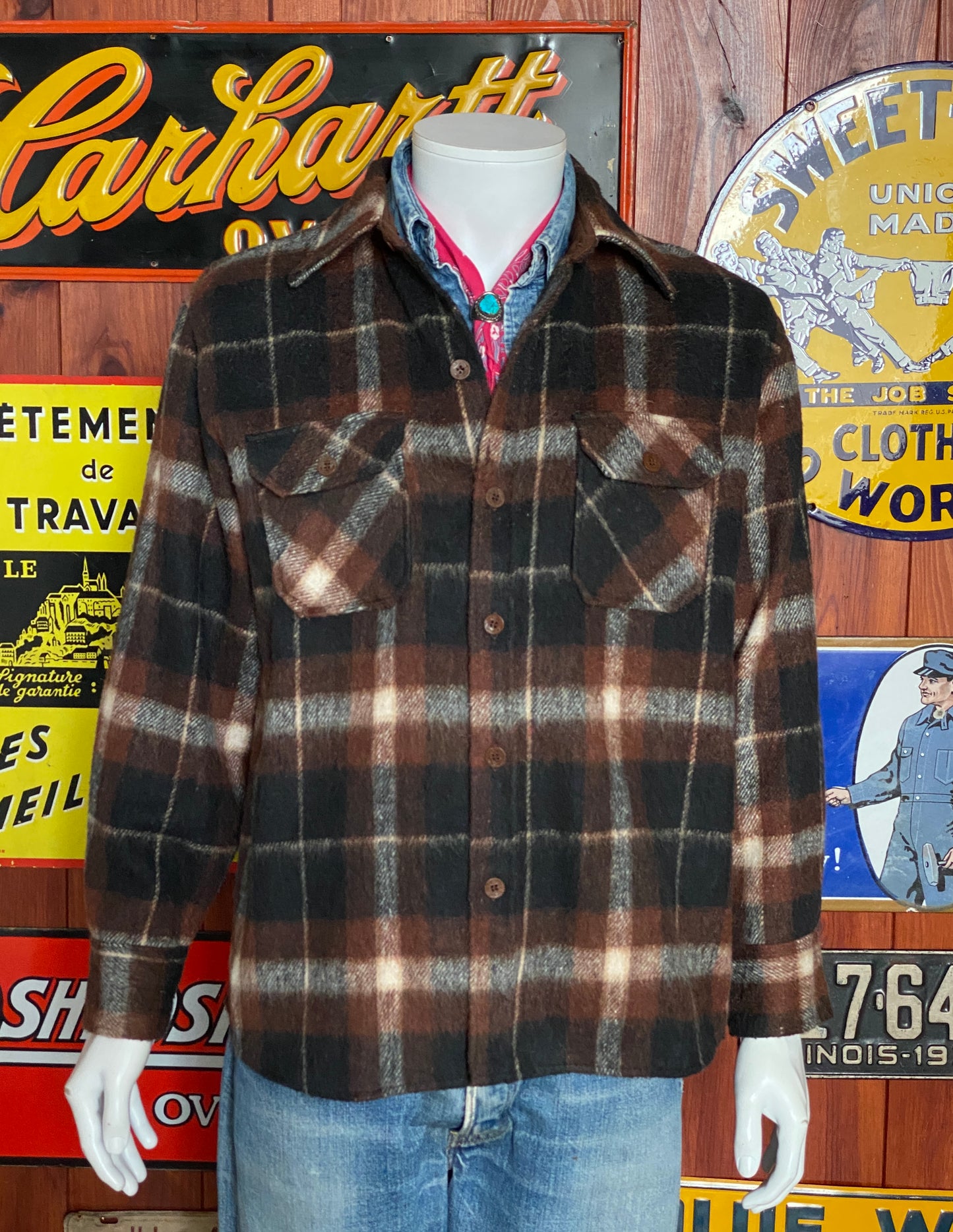 Size Large 80s Heavy Plaid Shirt | Vintage Retro Style