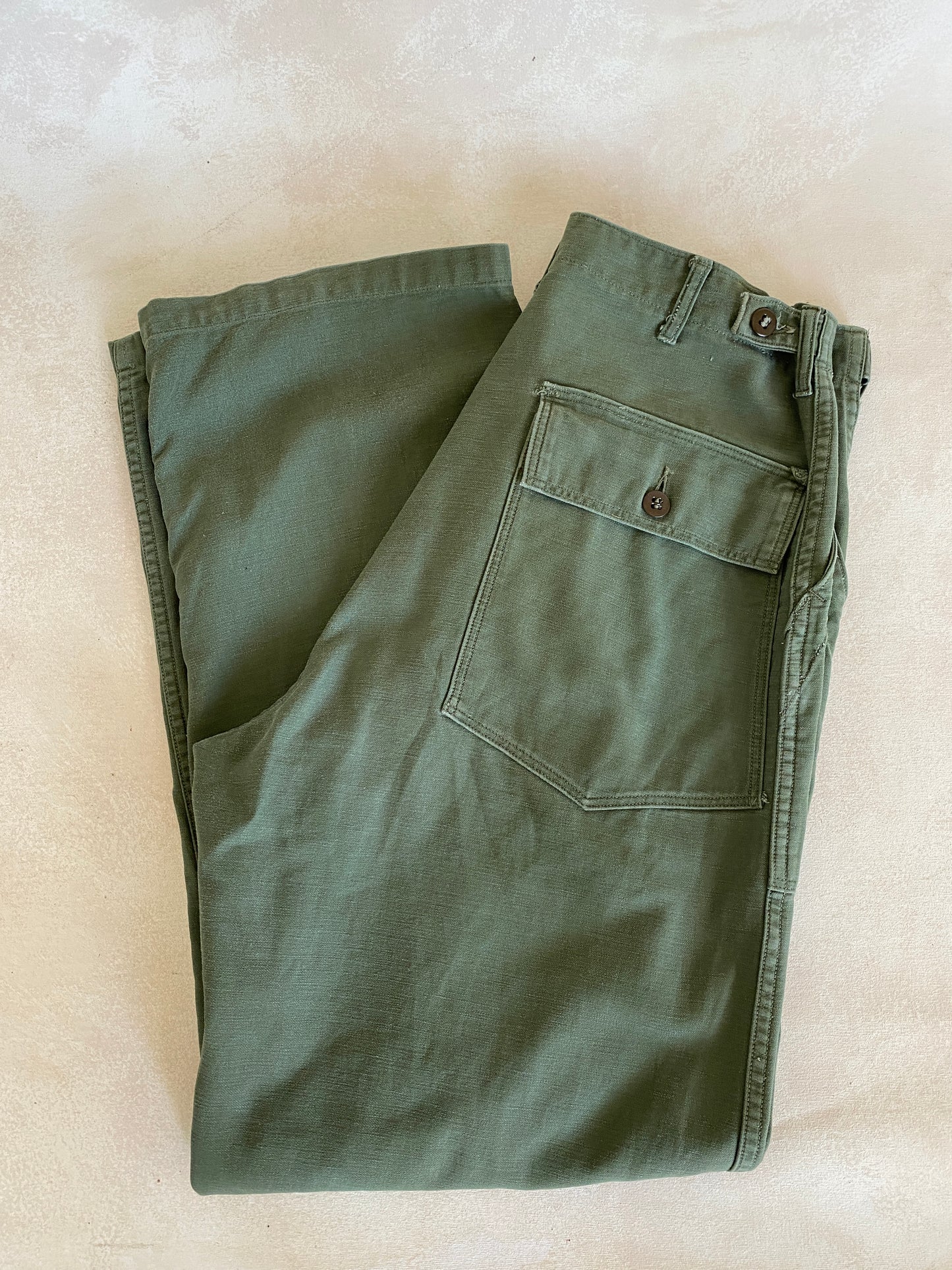 Size 33X31. 60s Authentic US Army Vietnam war era OG-107 fatigue pants
