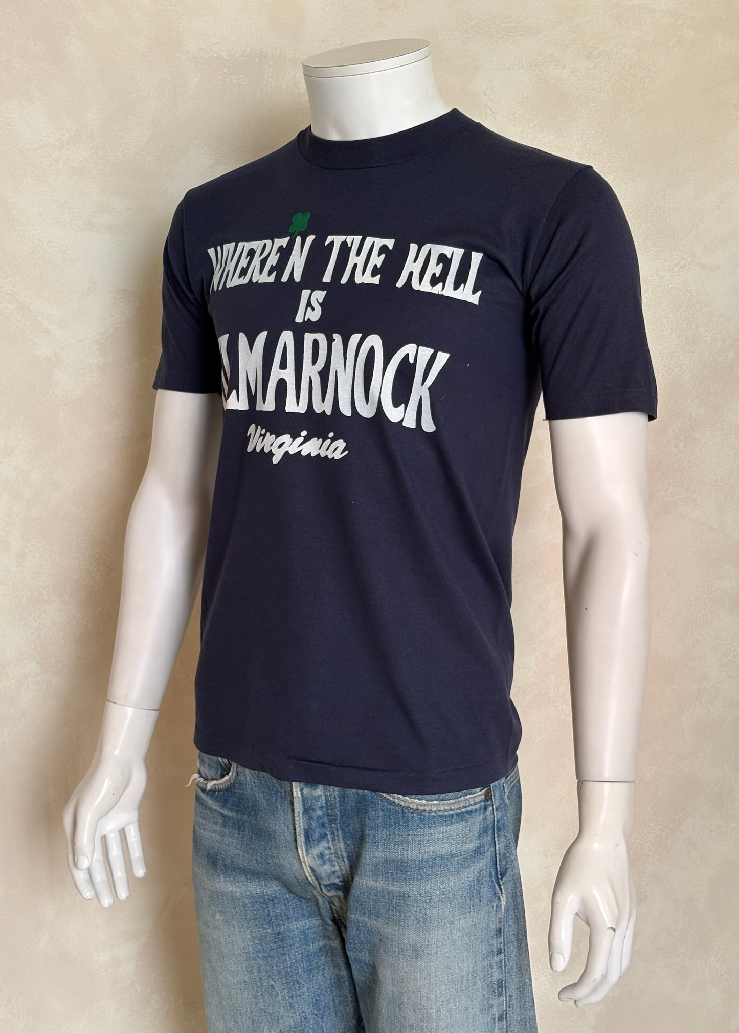Vintage Kilmarnock Virginia tee – small town mystery with bold retro attitude. Med