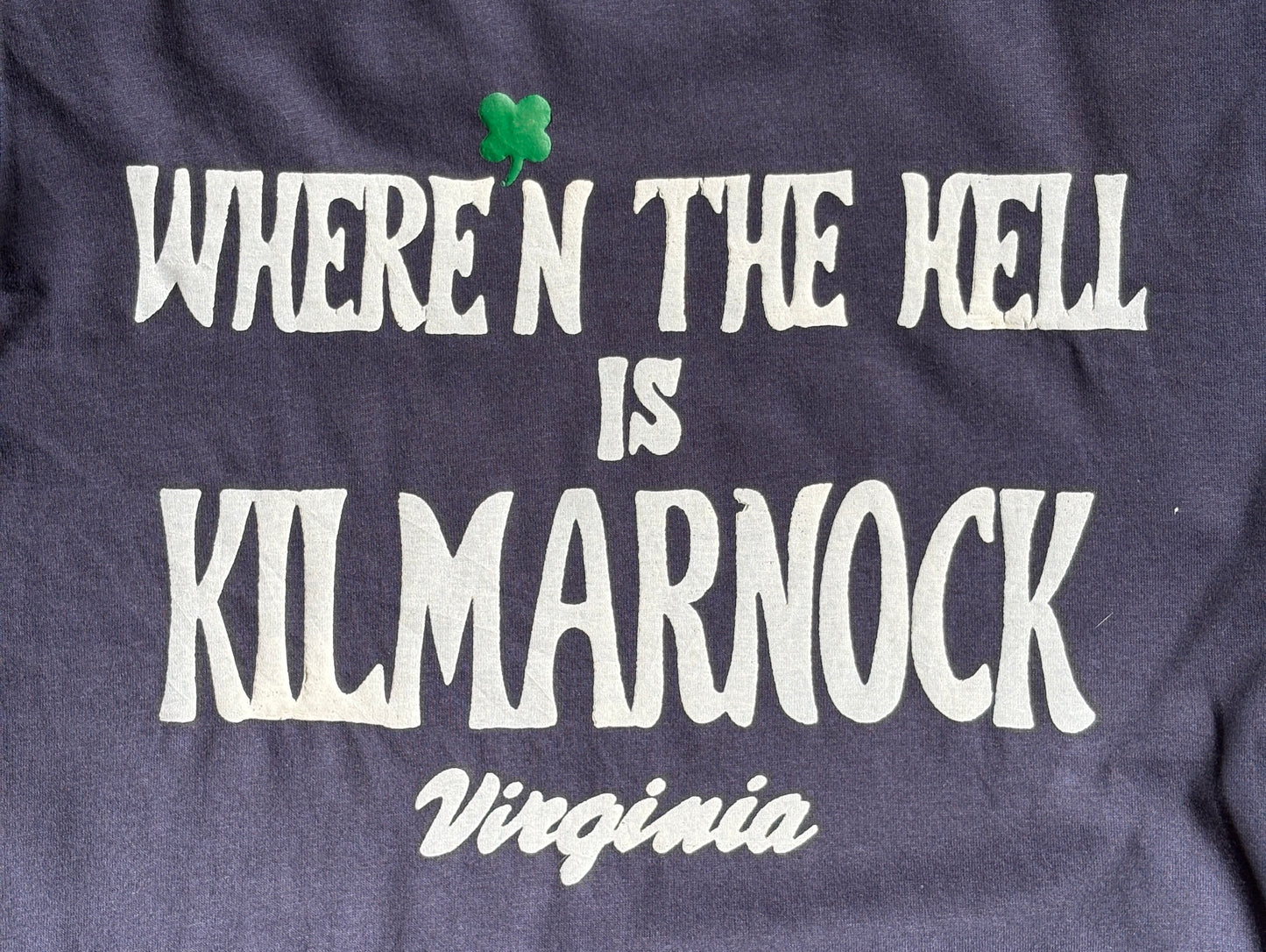 Vintage Kilmarnock Virginia tee – small town mystery with bold retro attitude. Med