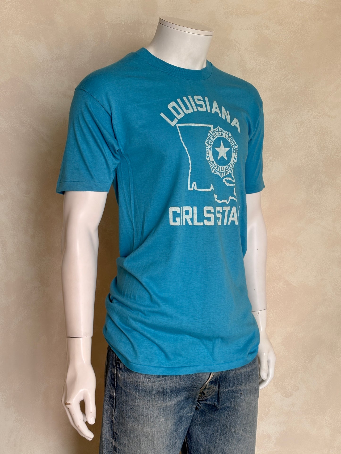 Vintage Louisiana Girls State tee – classic civic style with bold 80s Americana vibes. Xl