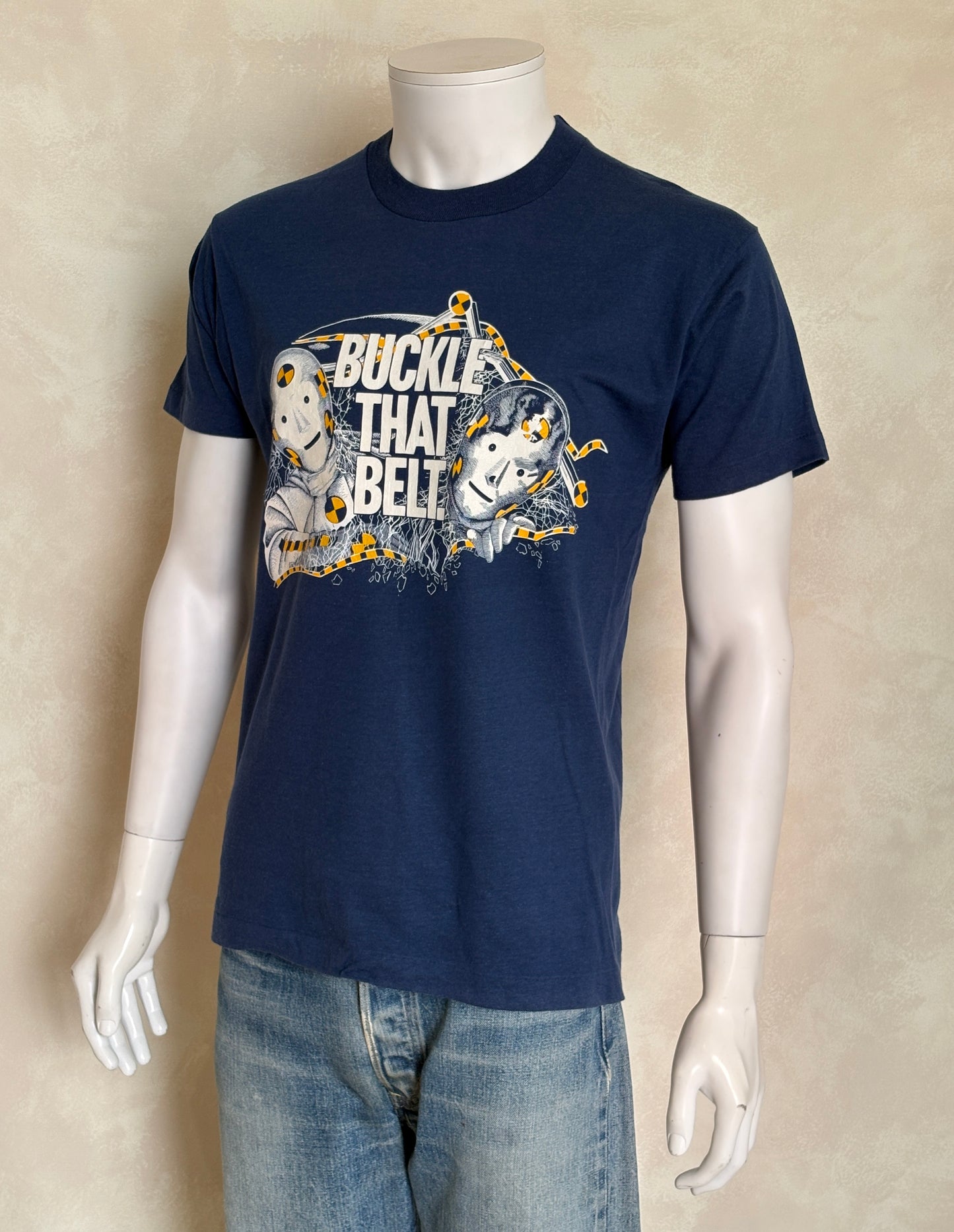 Vintage 80s “Buckle That Belt” Crash Test Dummies Tee – Florida Dept. of Transportation. Made in USA. L