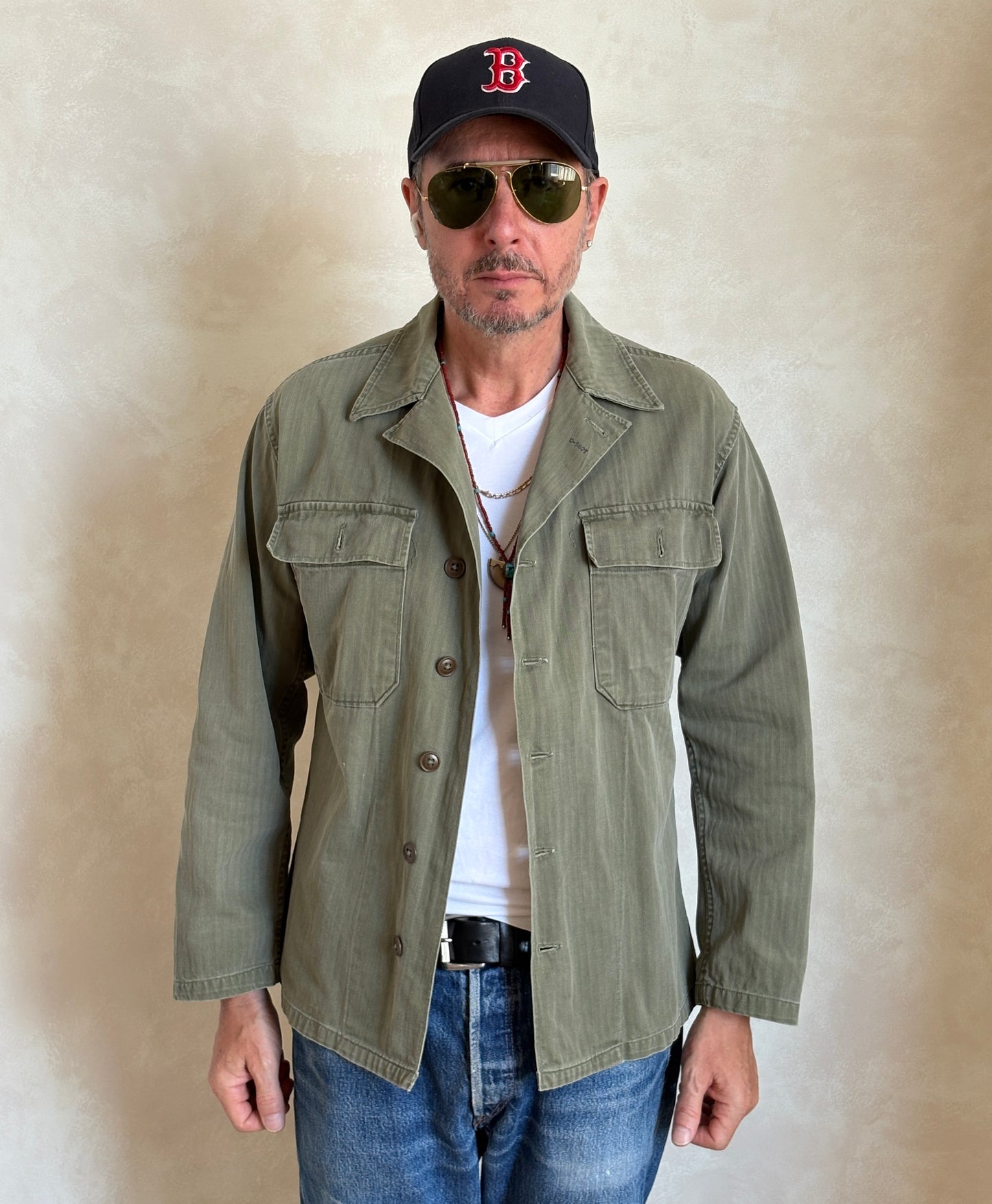 Medium . Authentic US Army HBT Utility Shirt – Korean War Era