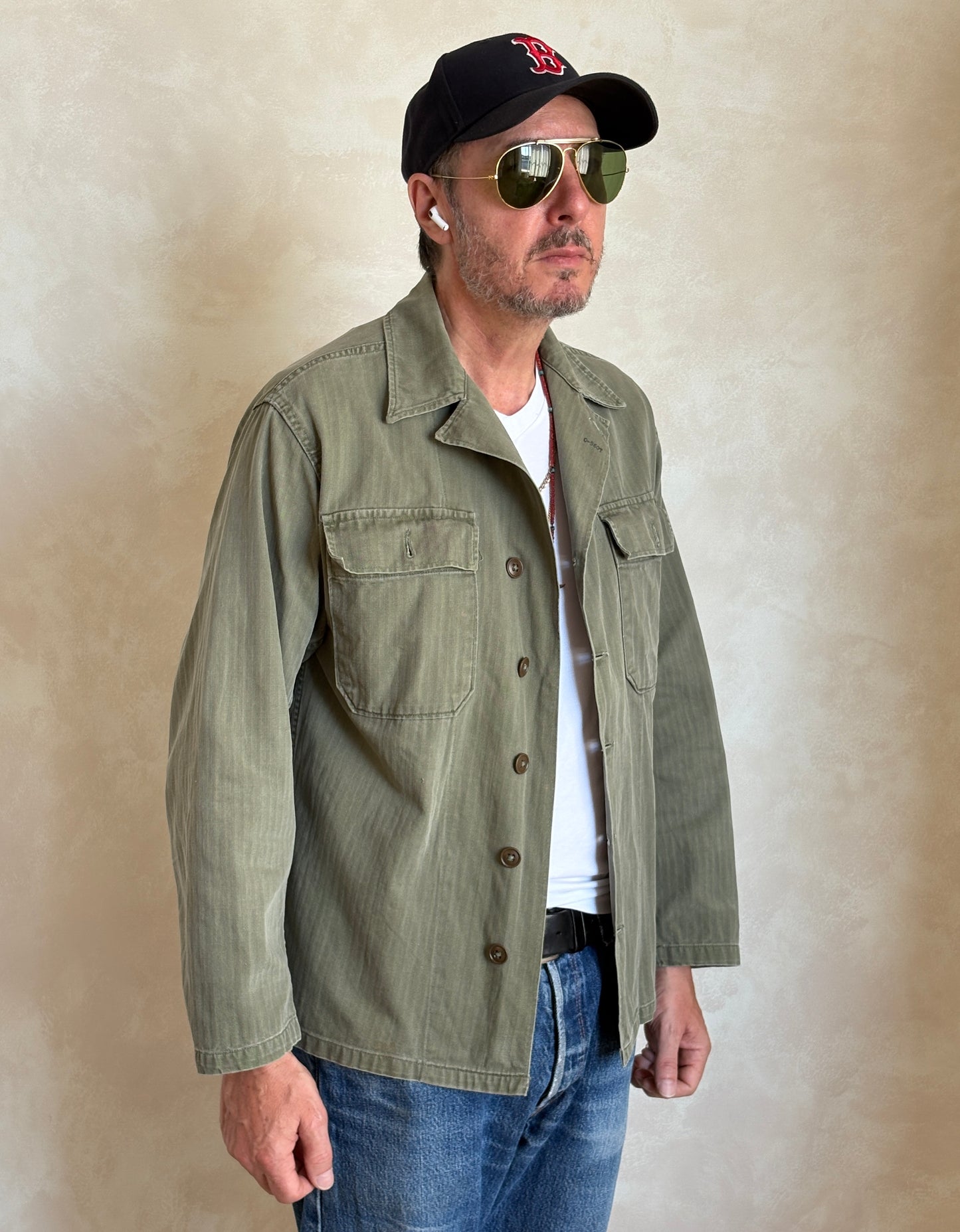 Medium . Authentic US Army HBT Utility Shirt – Korean War Era