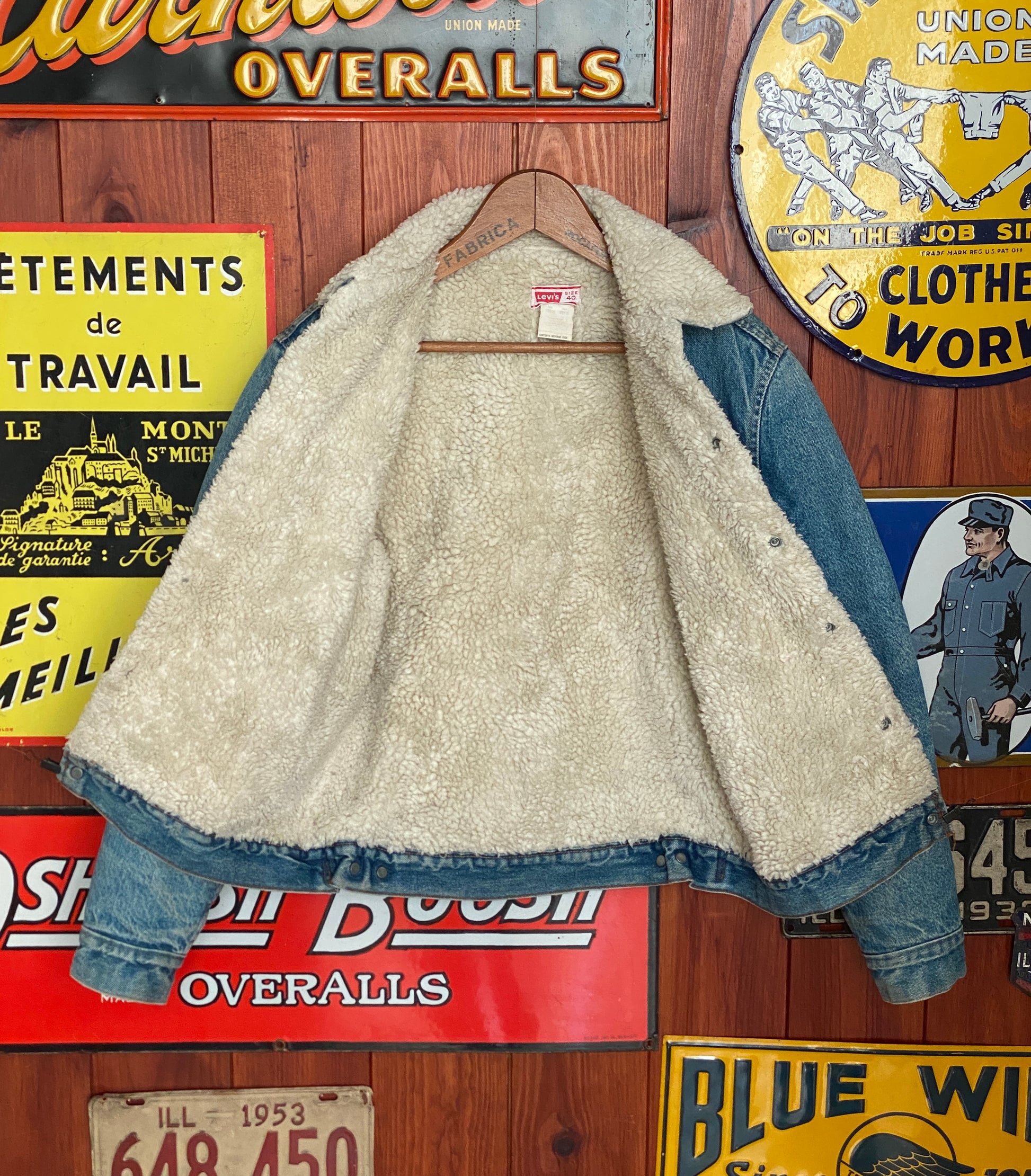Size 40 Regular USA / 50EU Vintage Levi's Faux Sherpa Fleece Jacket Made in USA | Classic Outerwear