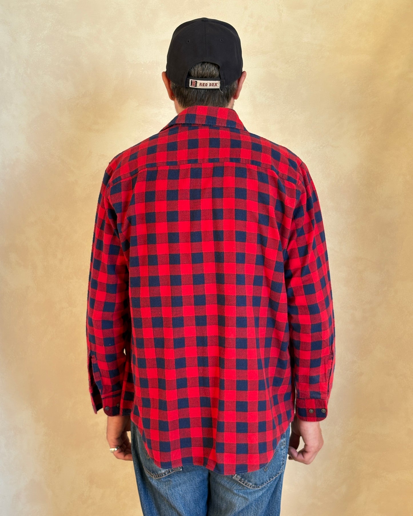 Size Med. Vintage 80s flannel plaid Shirt-Made in USA-