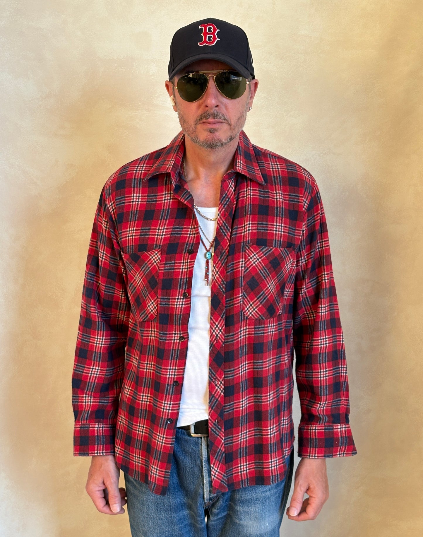 Size Med. Vintage 80s Flannel Plaid Shirt – Retro Grunge Workwear