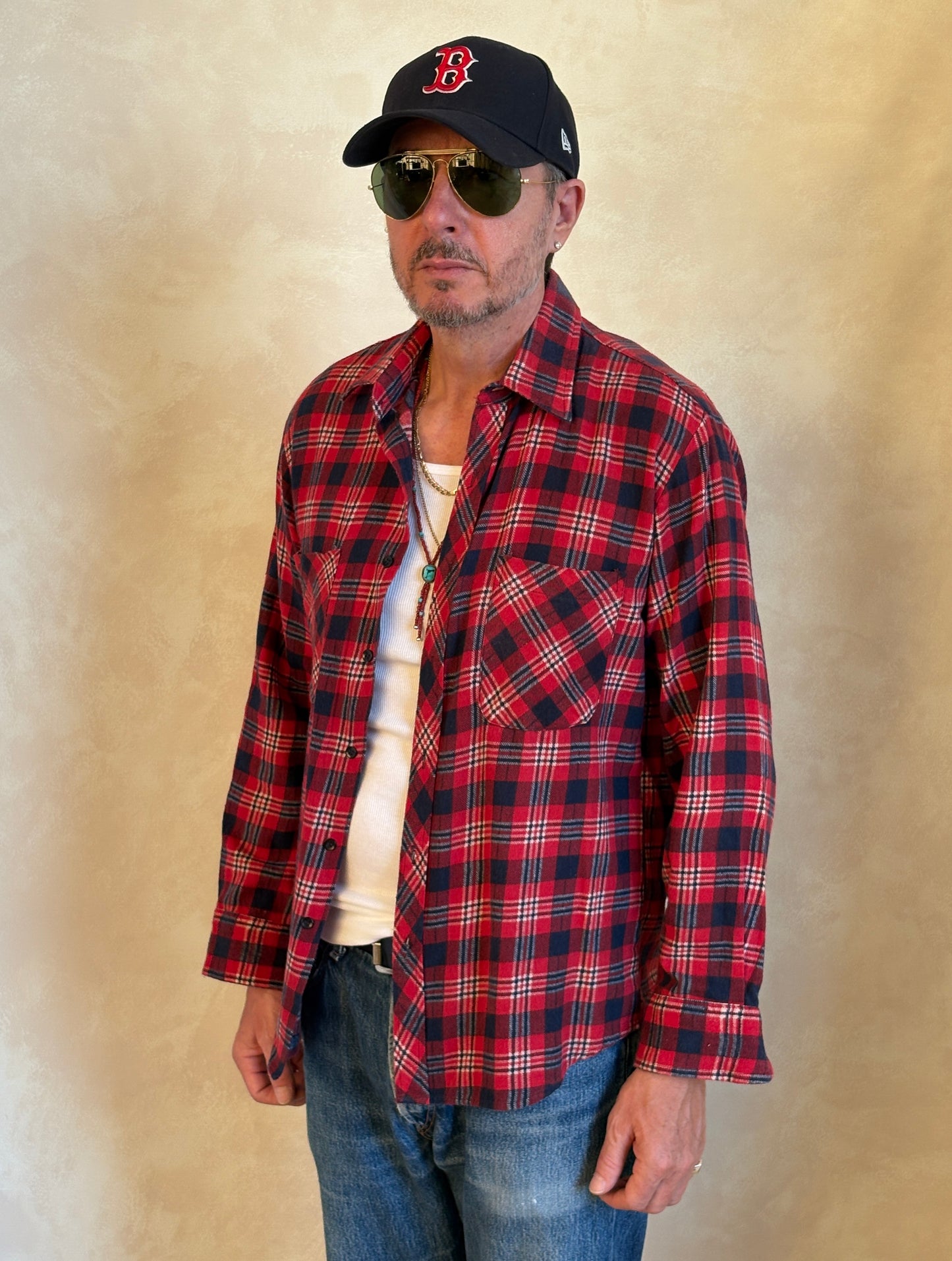 Size Med. Vintage 80s Flannel Plaid Shirt – Retro Grunge Workwear
