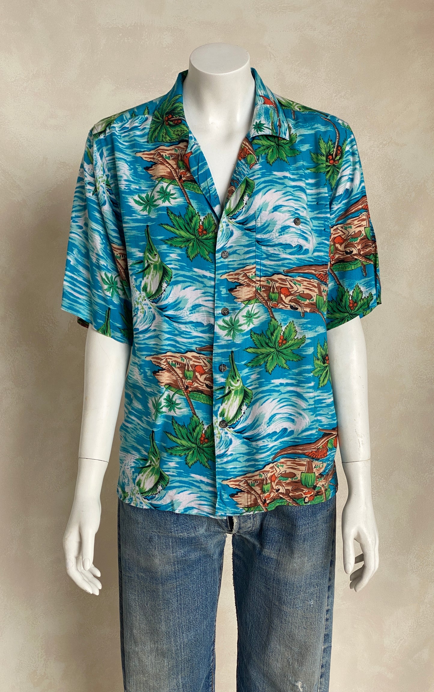 Size XL Youth. Vintage 90s Hawaiian shirt