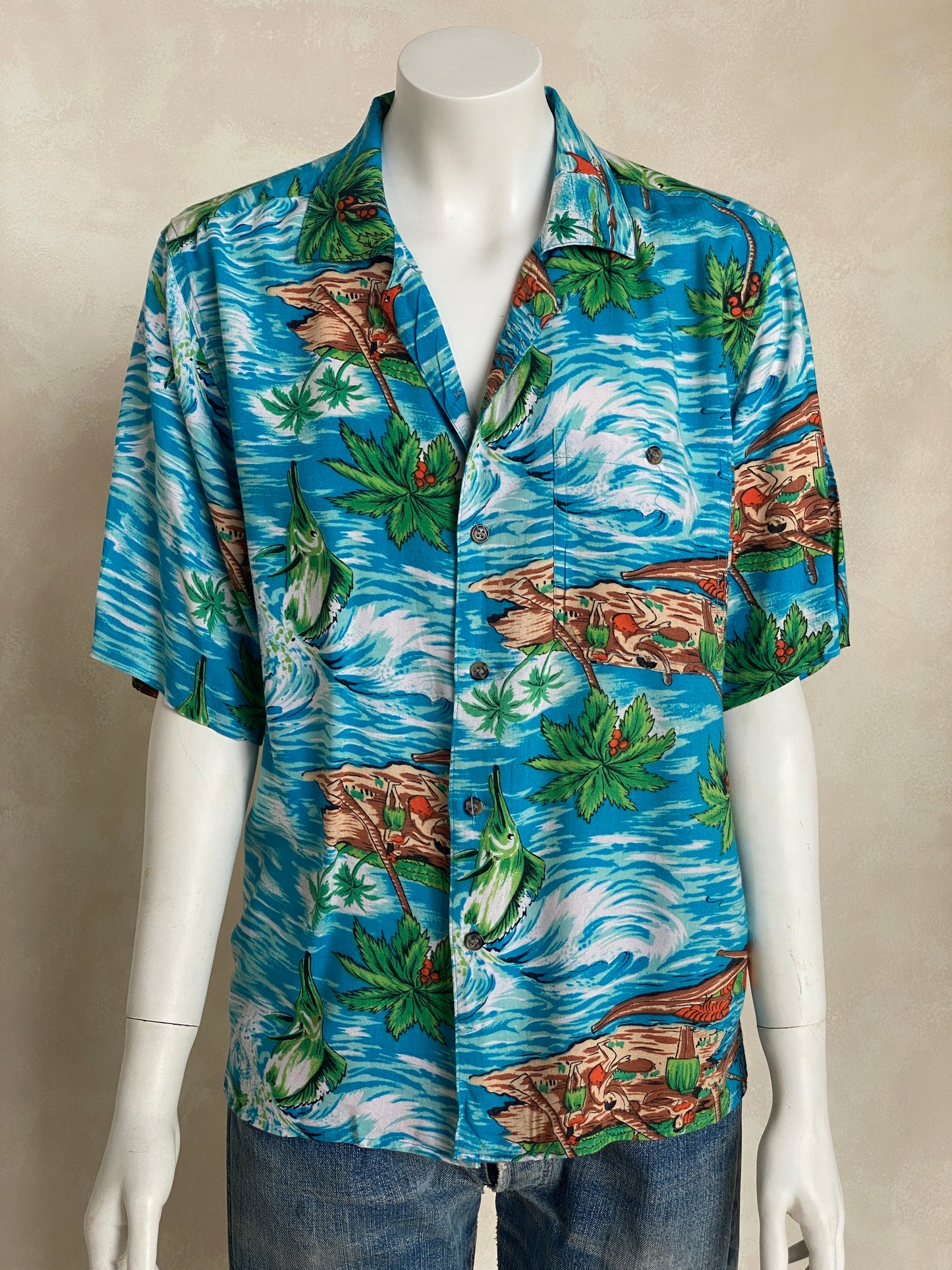 Size XL Youth. Vintage 90s Hawaiian shirt