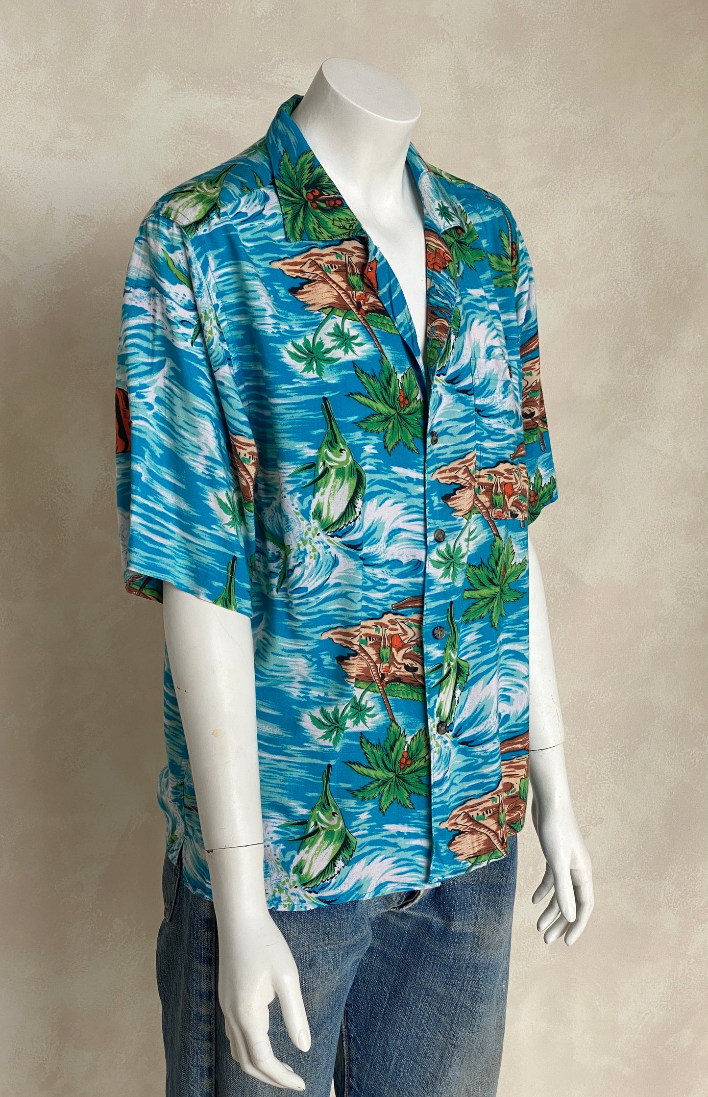 Size XL Youth. Vintage 90s Hawaiian shirt