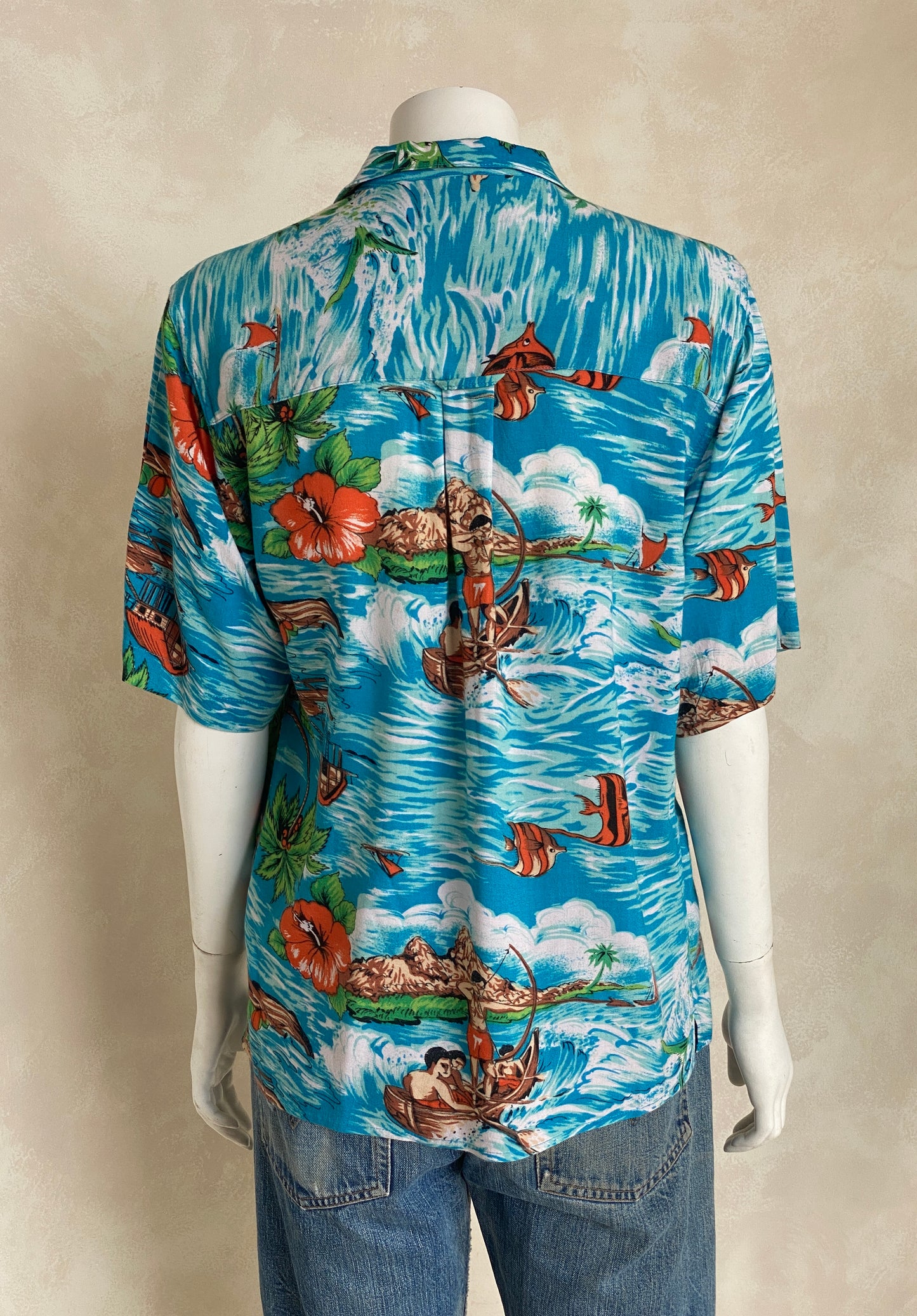 Size XL Youth. Vintage 90s Hawaiian shirt