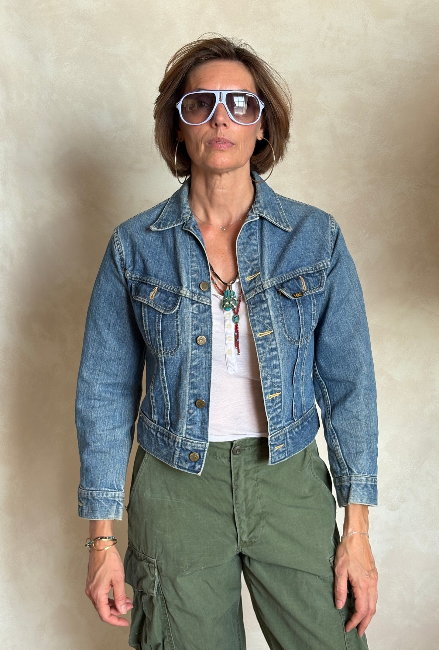 Size 34US / 44EU. Vintage 80s Lee Union Made Denim Shirt – 2 Pockets – Made in USA