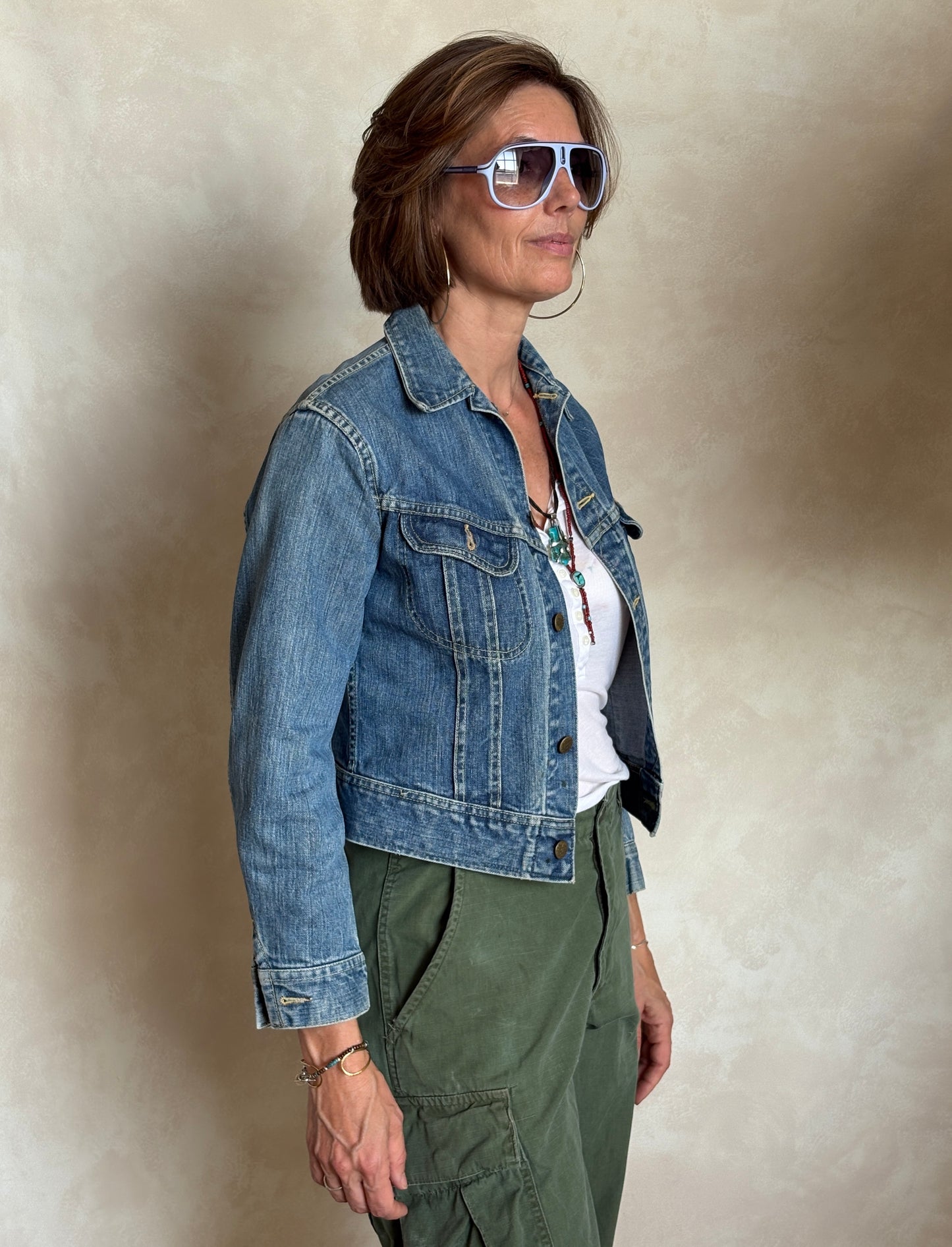 Size 34US / 44EU. Vintage 80s Lee Union Made Denim Shirt – 2 Pockets – Made in USA