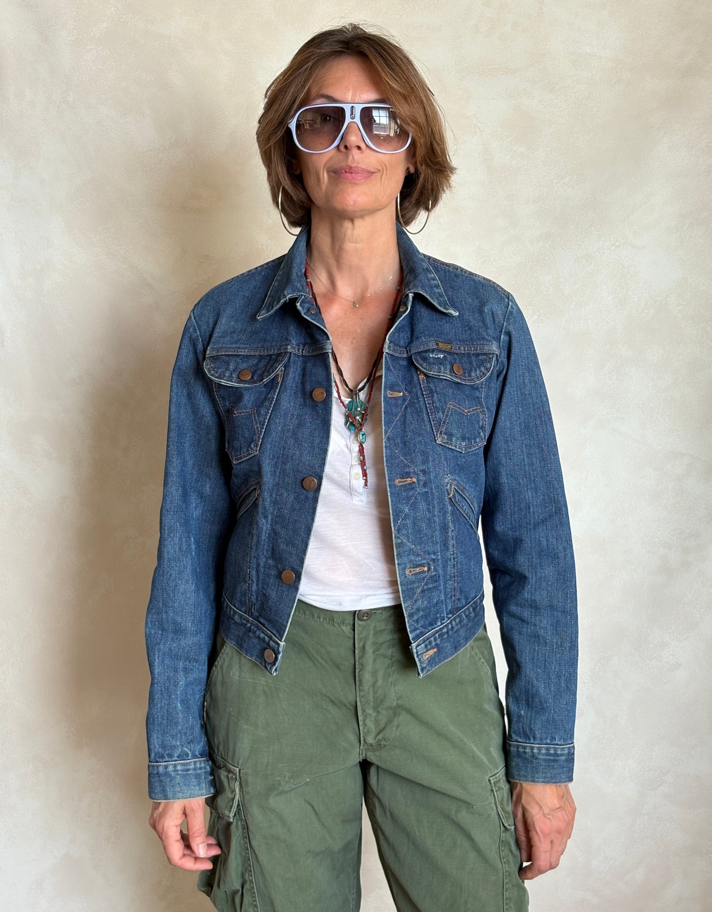 Size 34US /44EU USA .Vintage 80s Maverick Denim Jacket – 4 Pockets – Made in USA