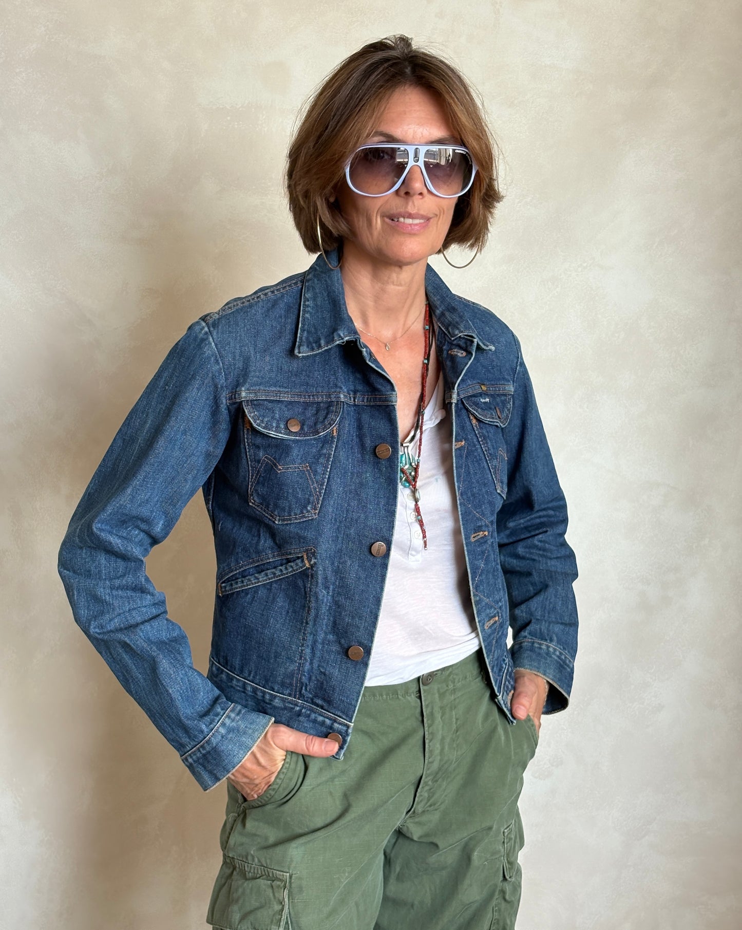 Size 34US /44EU USA .Vintage 80s Maverick Denim Jacket – 4 Pockets – Made in USA