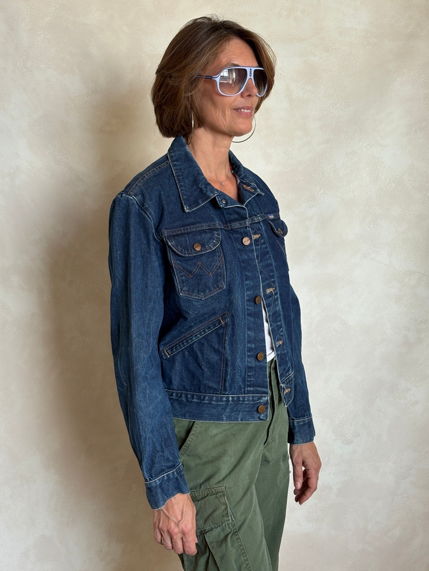 Size 38US . Vintage 90s Wrangler Denim Jacket – 4 Pockets – Made in Malta