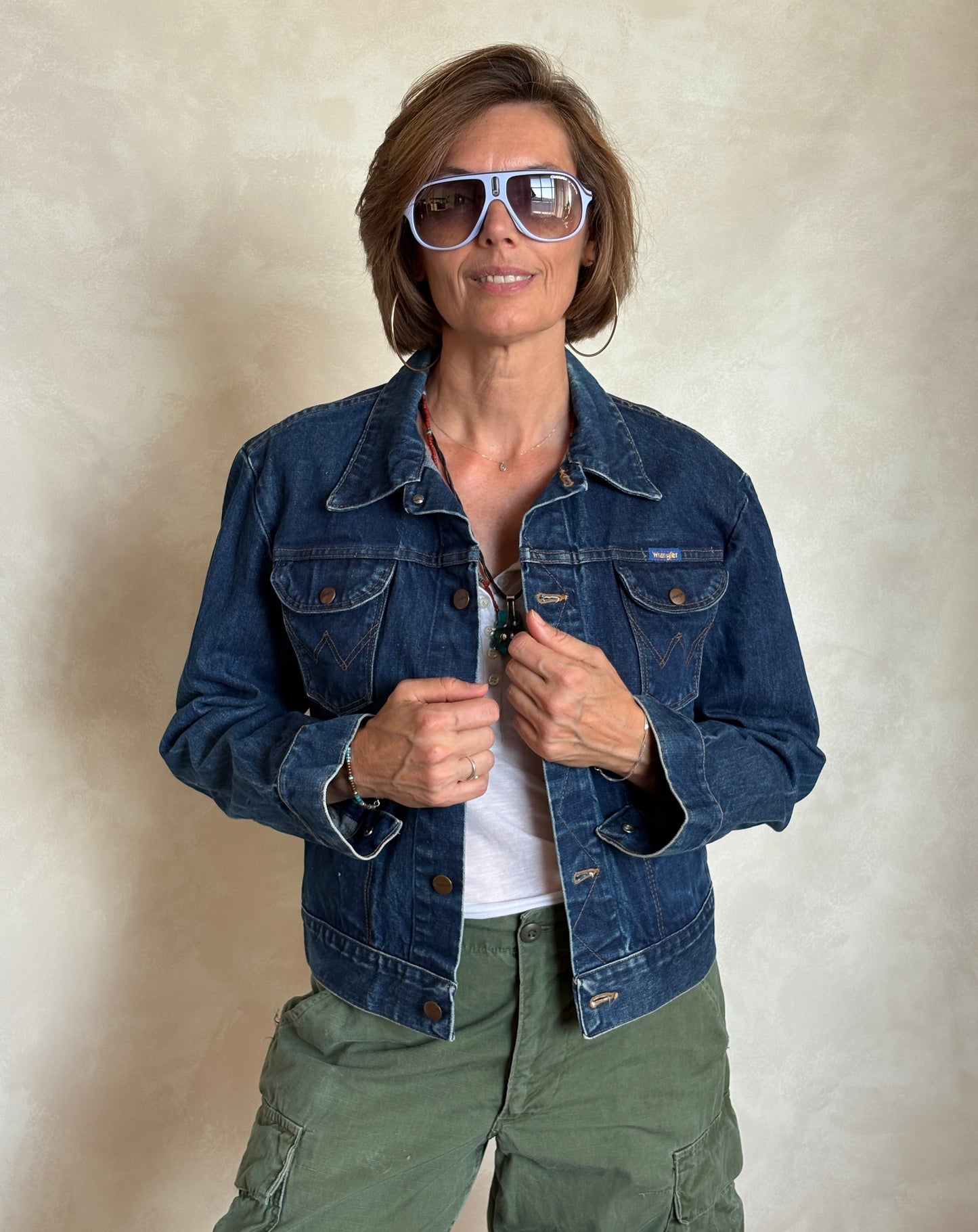 Size 38US . Vintage 90s Wrangler Denim Jacket – 4 Pockets – Made in Malta