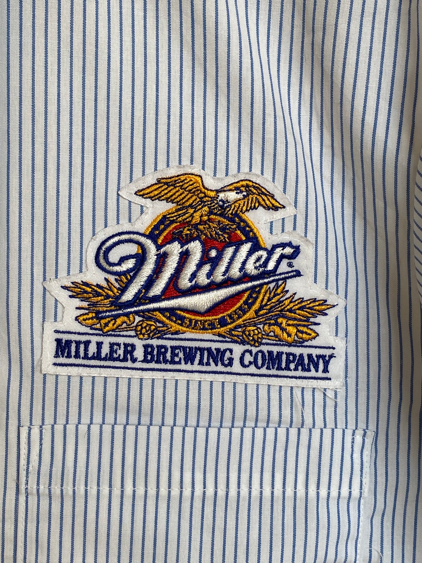 Large. Vintage Miller stripe Work shirt Made in USA
