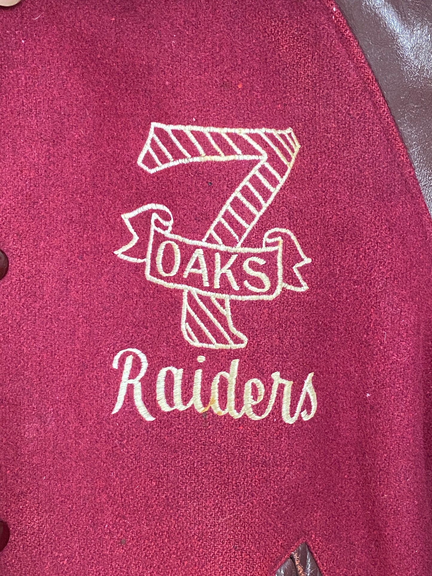 Size Med. Distressed Vintage varsity style jacket Made in Canada