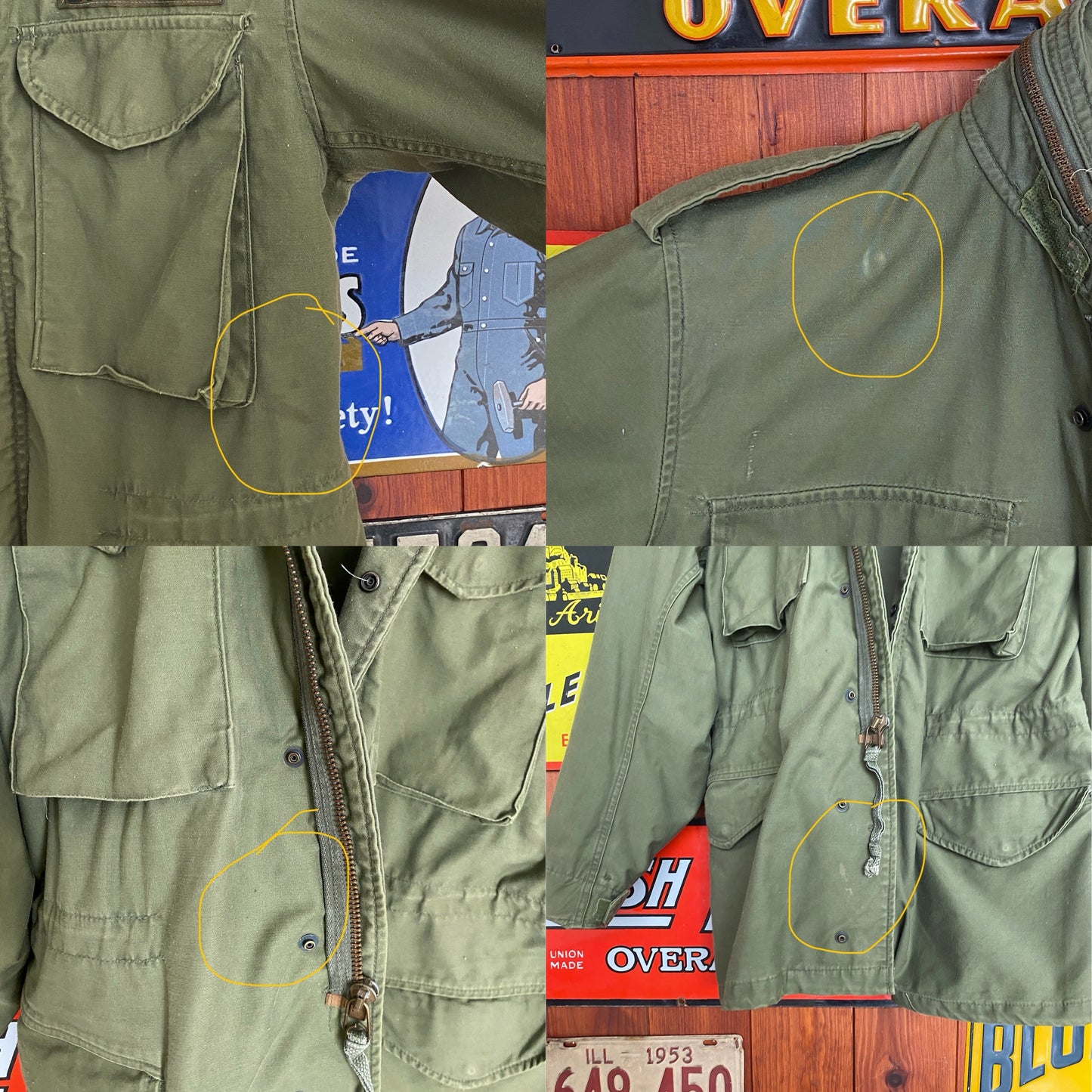 Small long. Authentic 1985 US Army Vintage M-65 field jacket