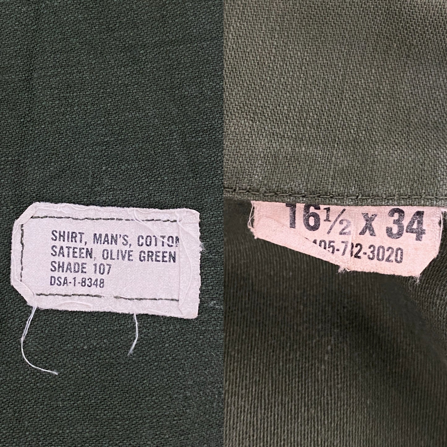Authentic 1966 Vintage US Army OG 107 Fatigue Shirt - Size L | Military Collectible