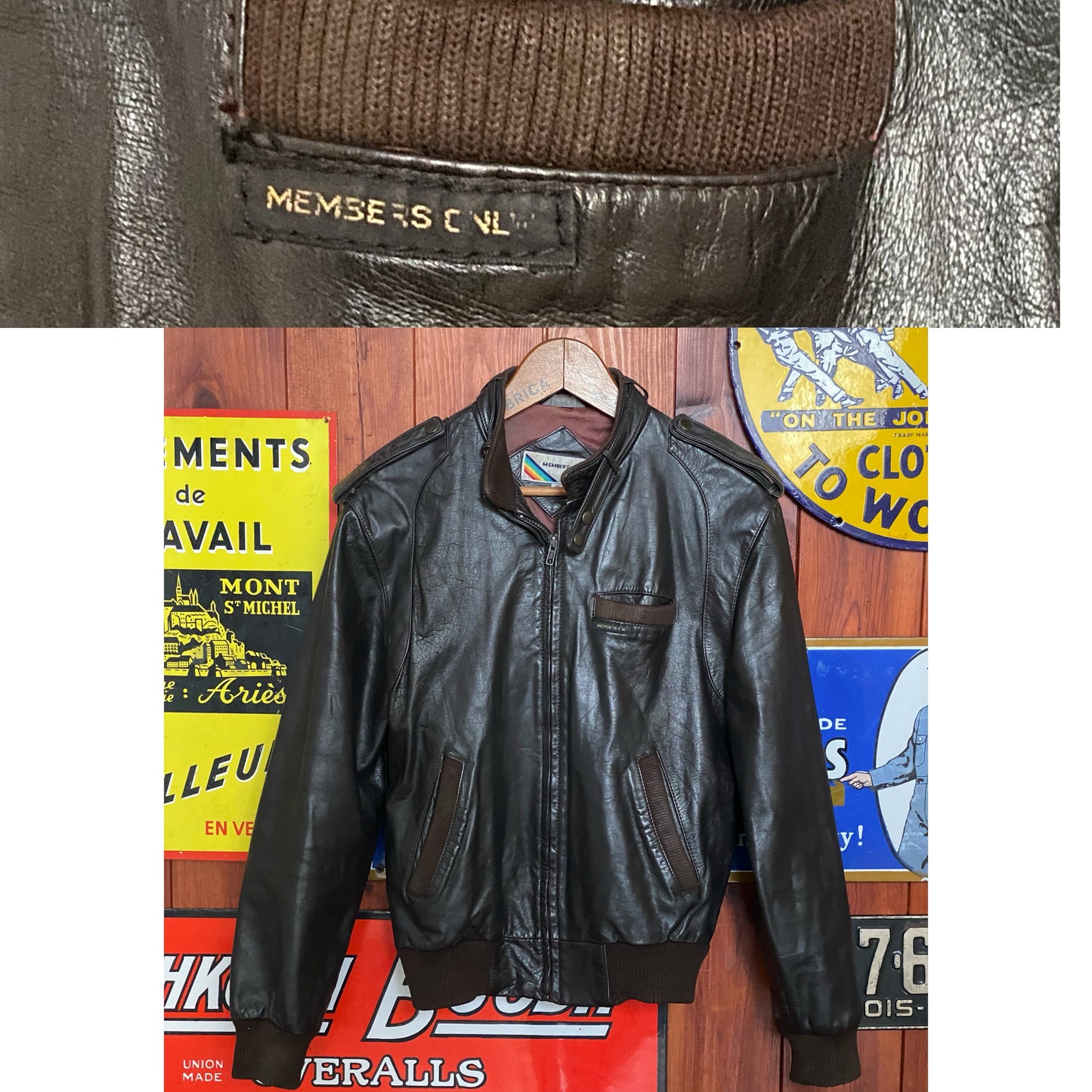 Vintage grey leather Members Only jacket, size 38US / 48EU - Timeless style and superior craftsmanship.