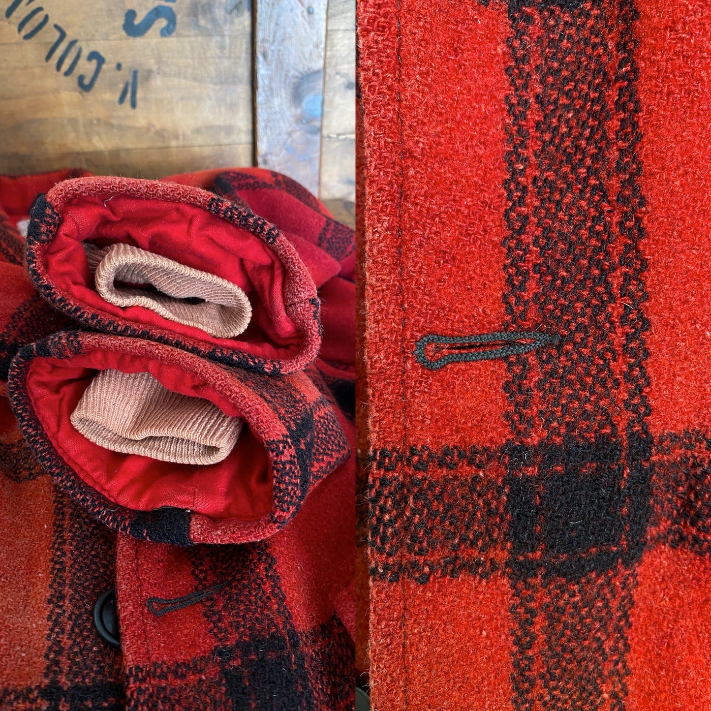 Size Small. Vintage 50s plaid wool hunting jacket Made in USA
