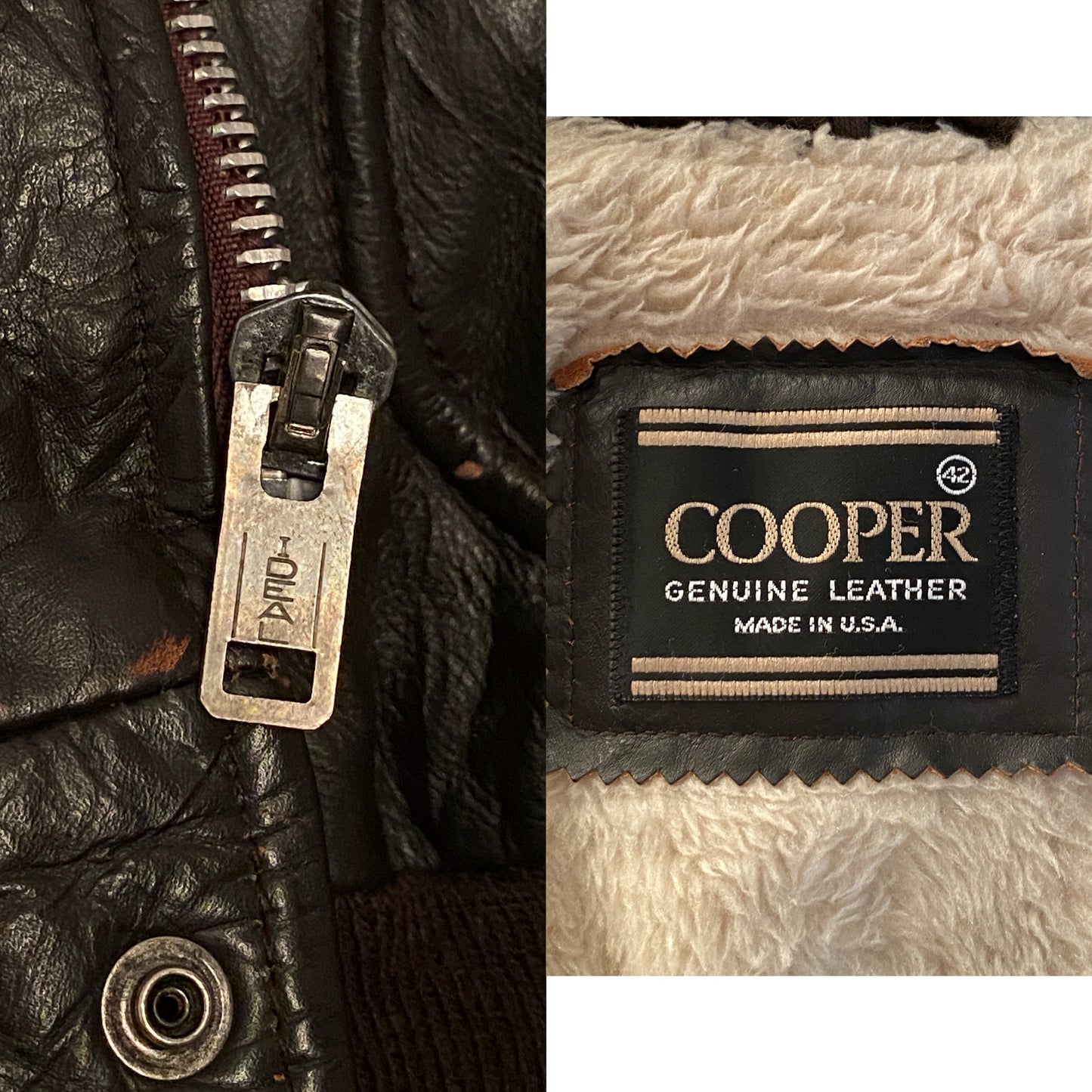Size 42 USA / 52EU. Vintage Cooper leather Flight Jacket