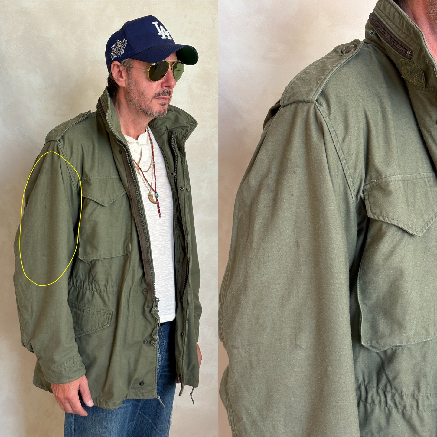 Med Long. Authentic 1987 US Army M-65 field jacket Military