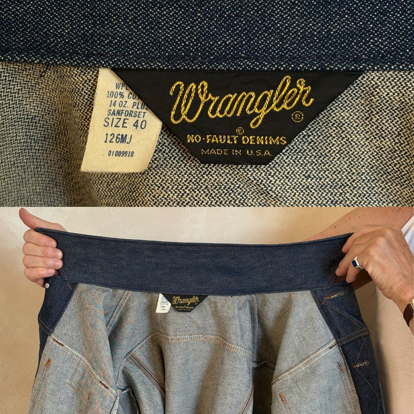 Size 40US / 50EU. Authentic 126MJ 80s Wrangler jacket – Made in the USA