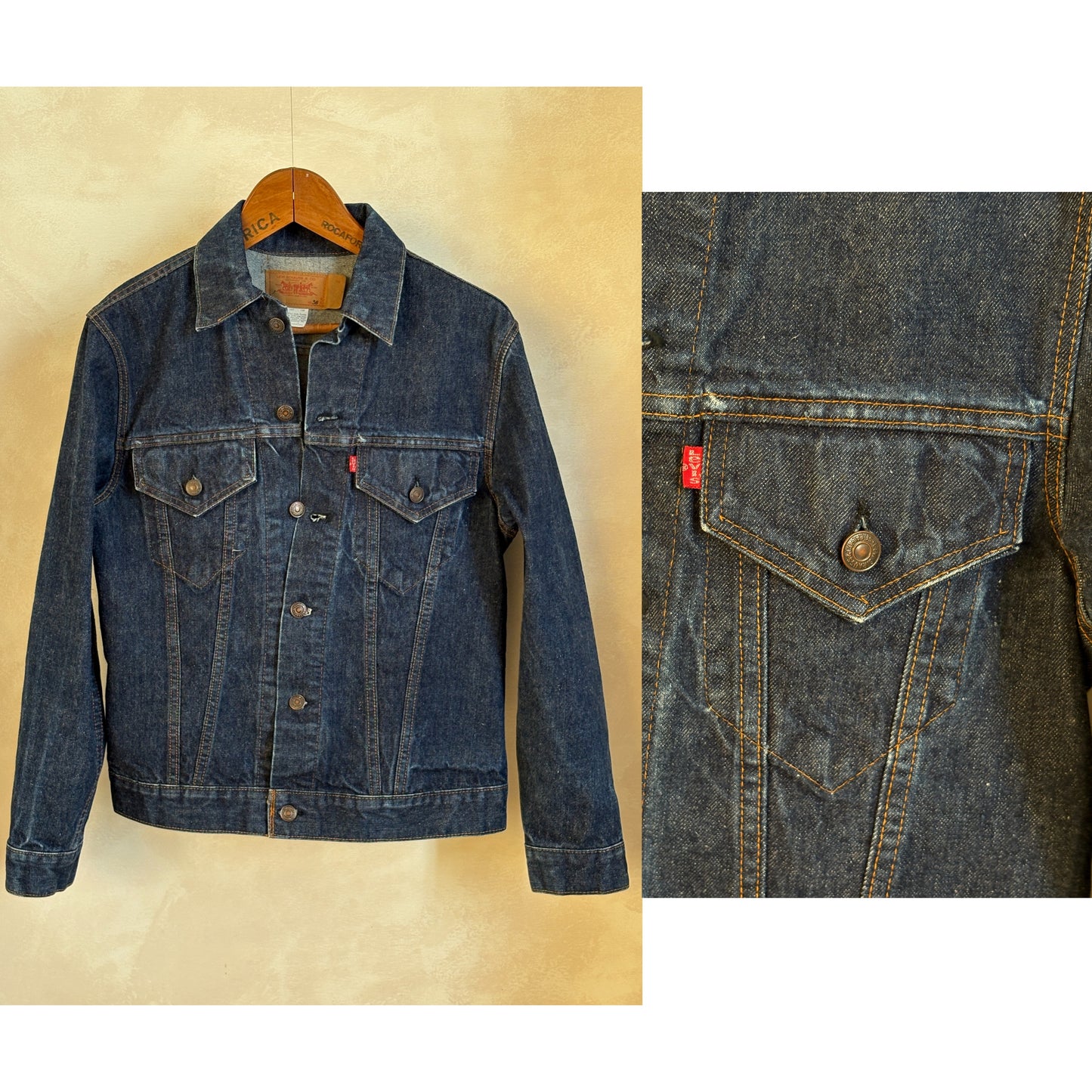 Size 38US / 48EU . Vintage 70s Levi’s Denim Jacket – 2 Pockets – Made in USA