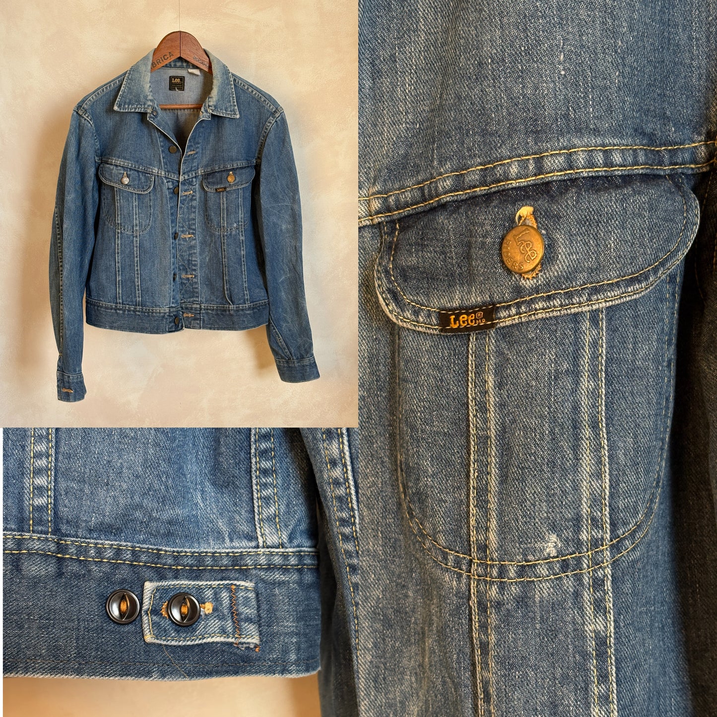 Size 42-44US / 52-54EU.Vintage 70s Lee Union Made Denim Shirt – 2 Pockets – Made in USA