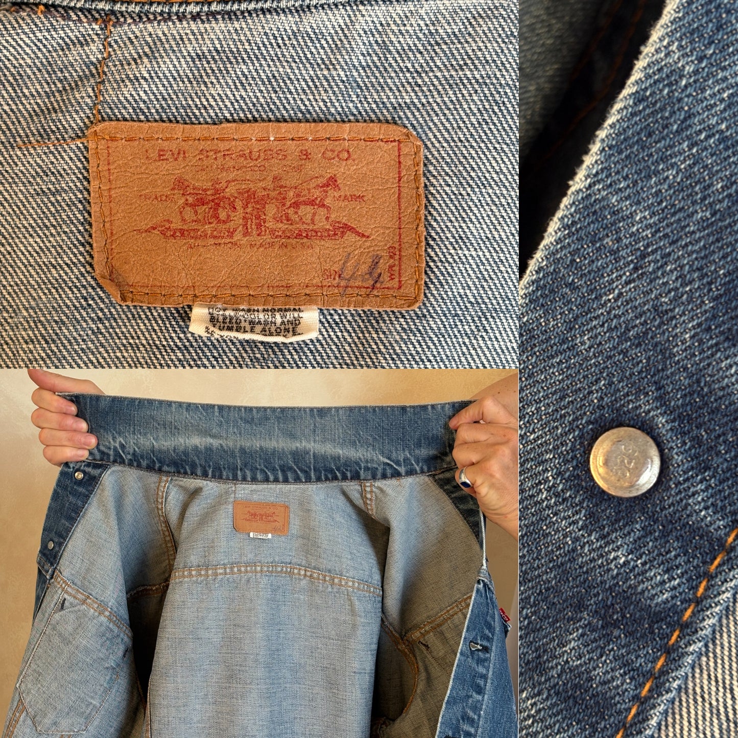 Size 42-44US / 52-54EU . Vintage 70s Levi’s Denim Jacket – 2 Pockets – Made in USA