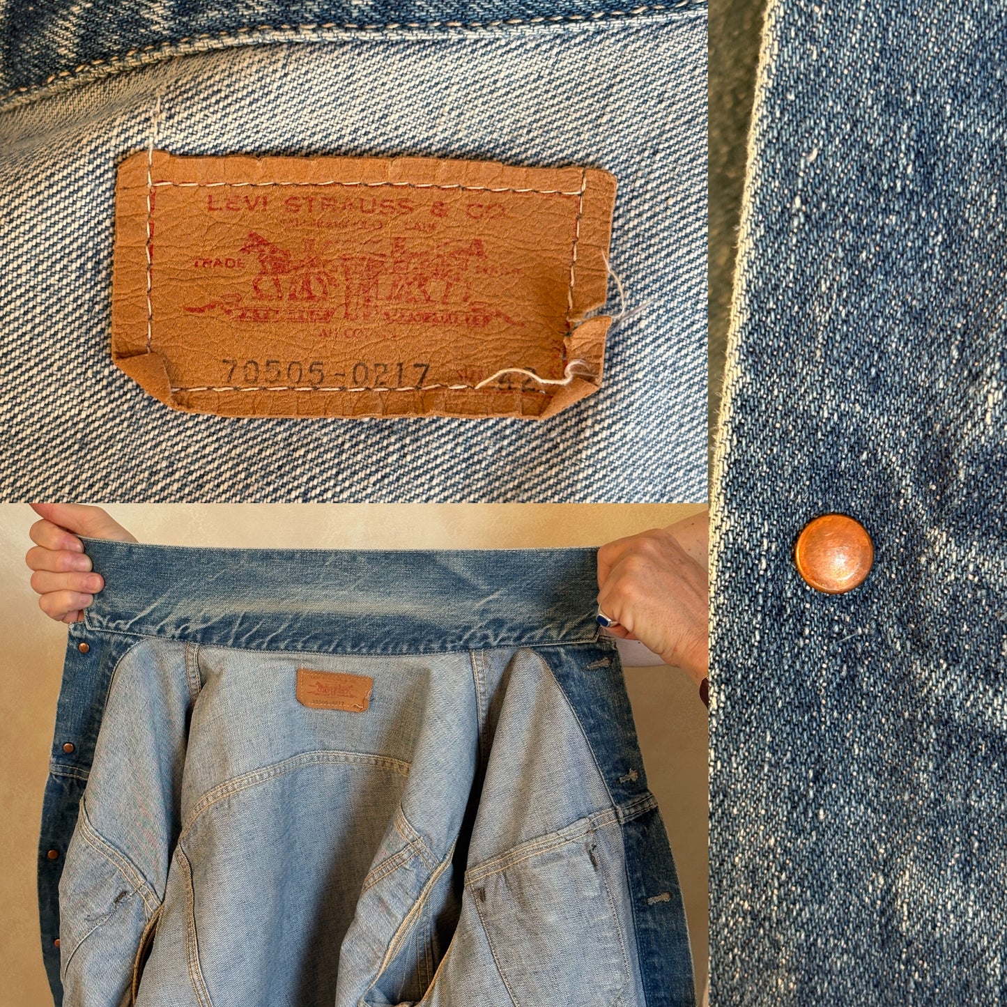 Size 42US / 52EU . Vintage 70s Levi’s Denim Jacket – 2 Pockets – Made in USA