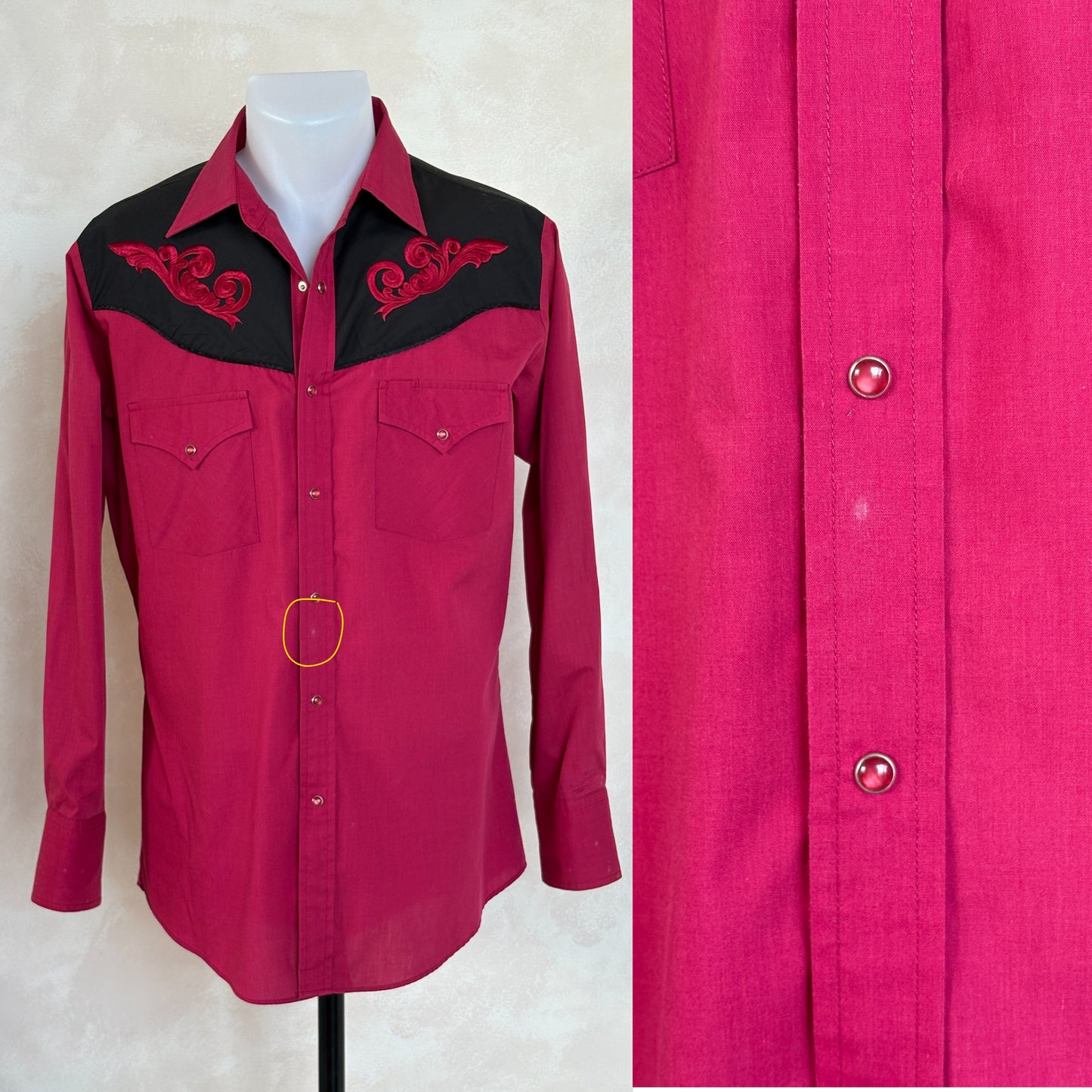 Size M. Authentic 70’s embroidered shirt Western Shirt
