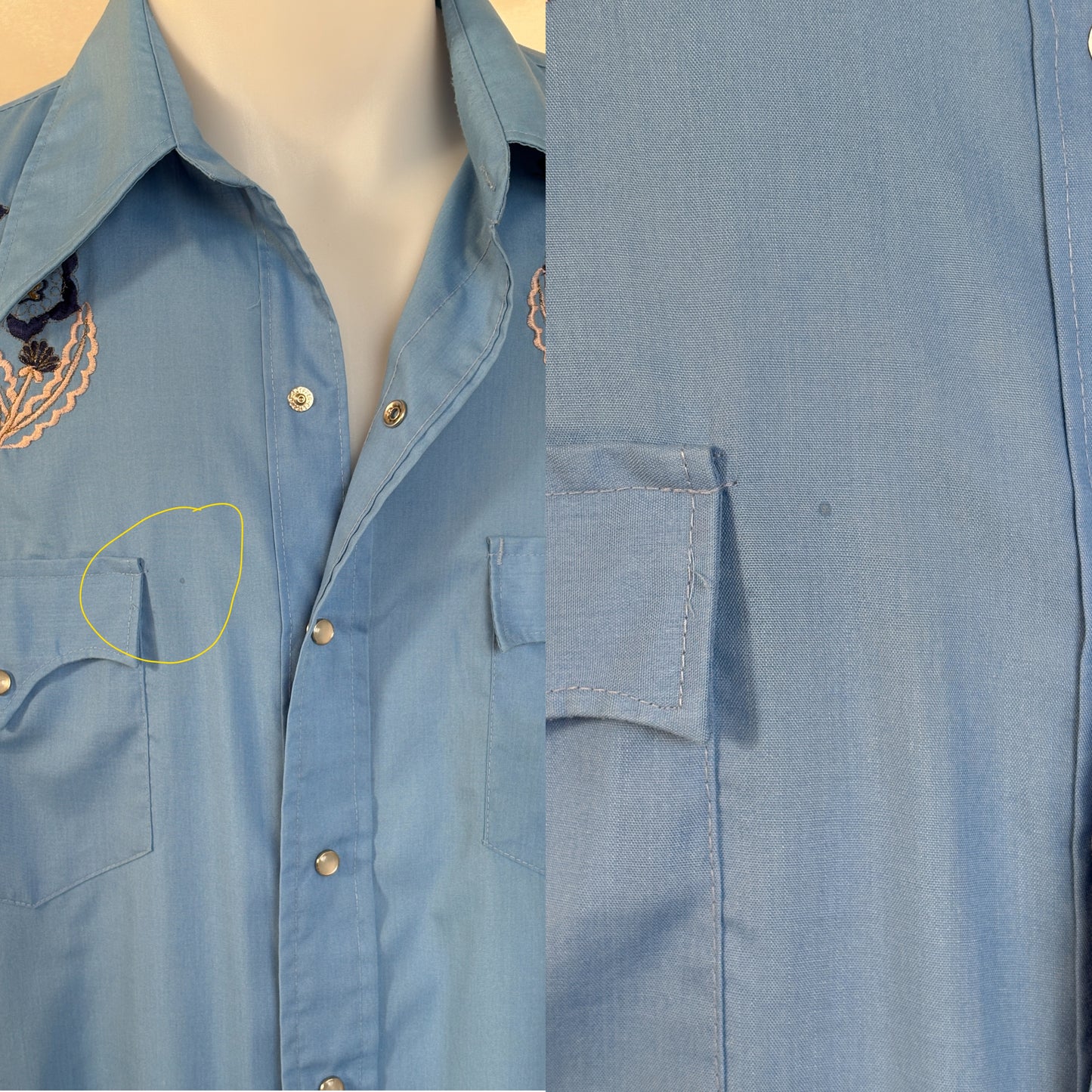 Size M. Authentic 70’s Vintage embroidered Western Shirt