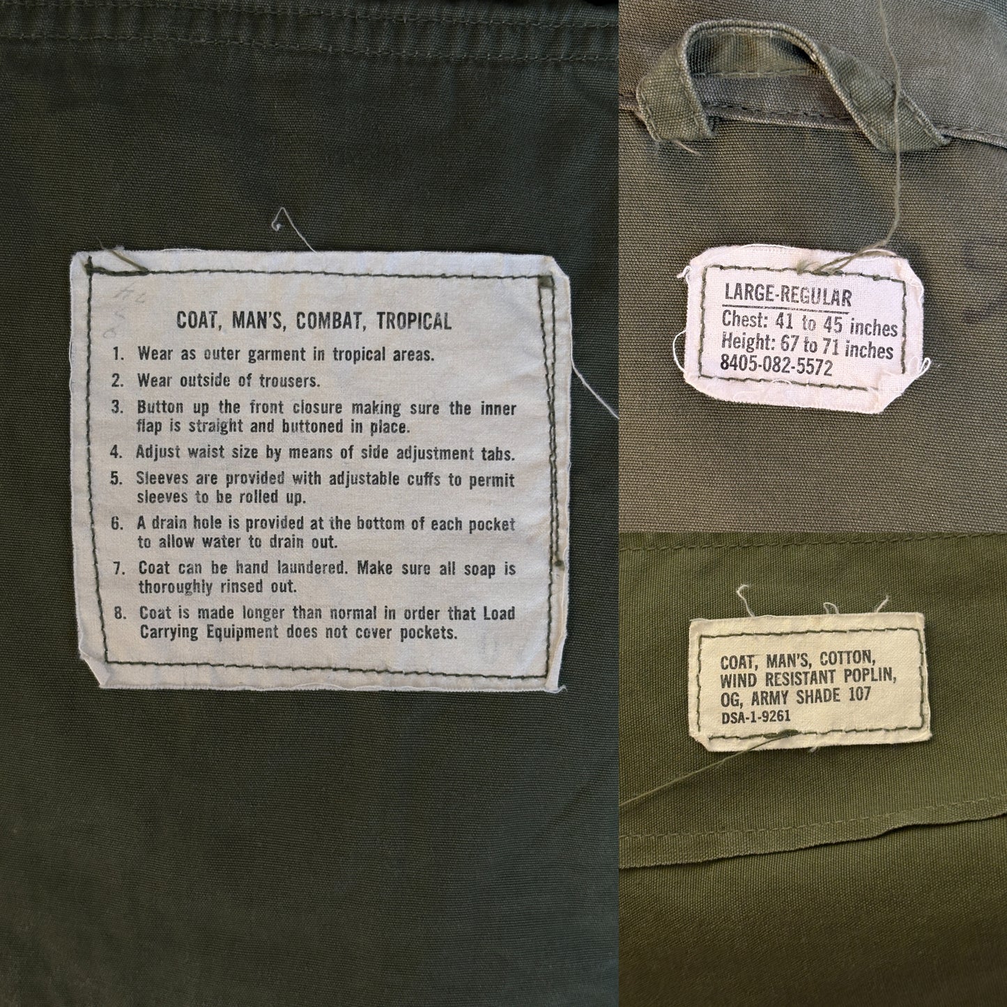 Size Large Reg. 2nd second pattern 1965 jungle jacket Vietnam war era