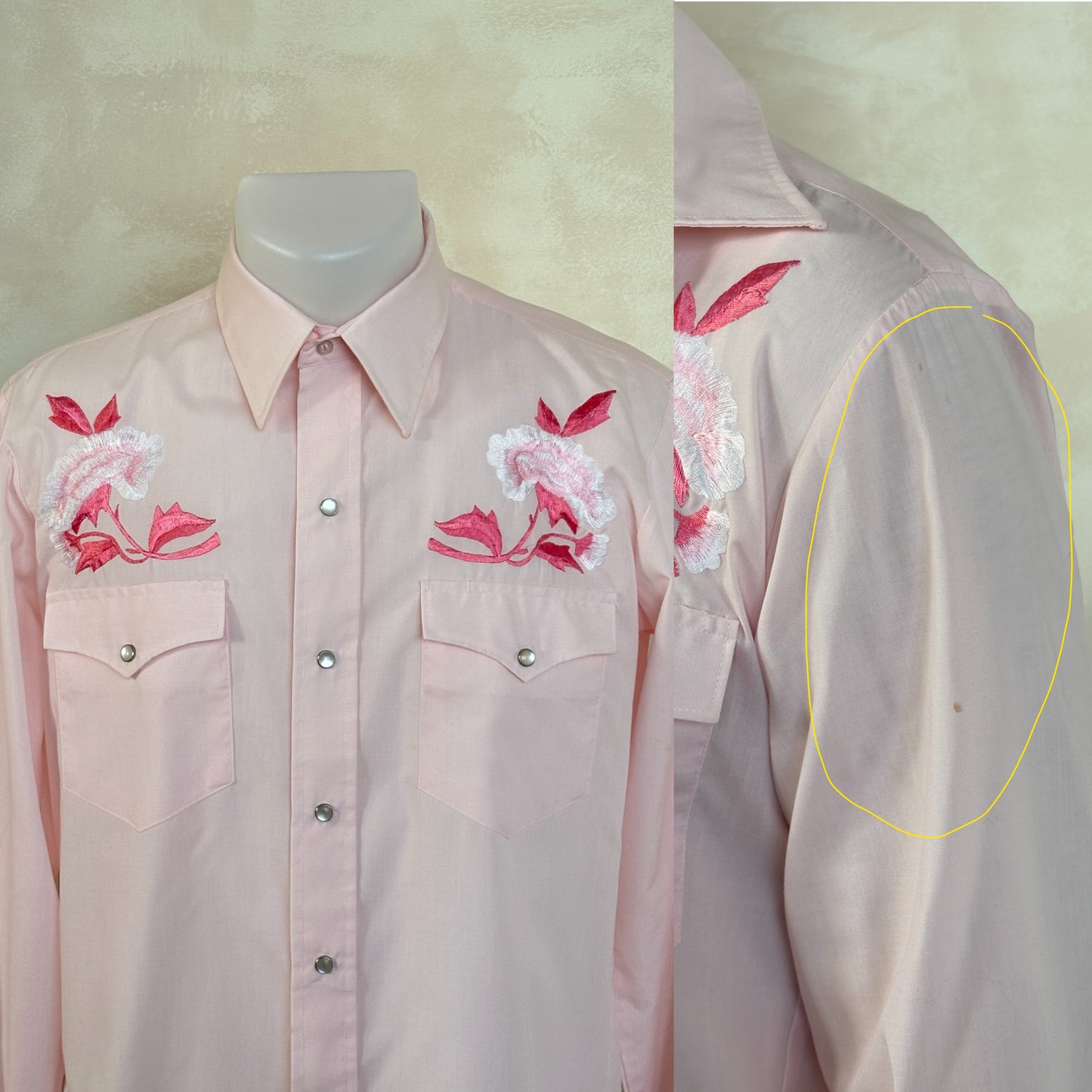 Size M. Authentic 70’s embroidered shirt Western Shirt