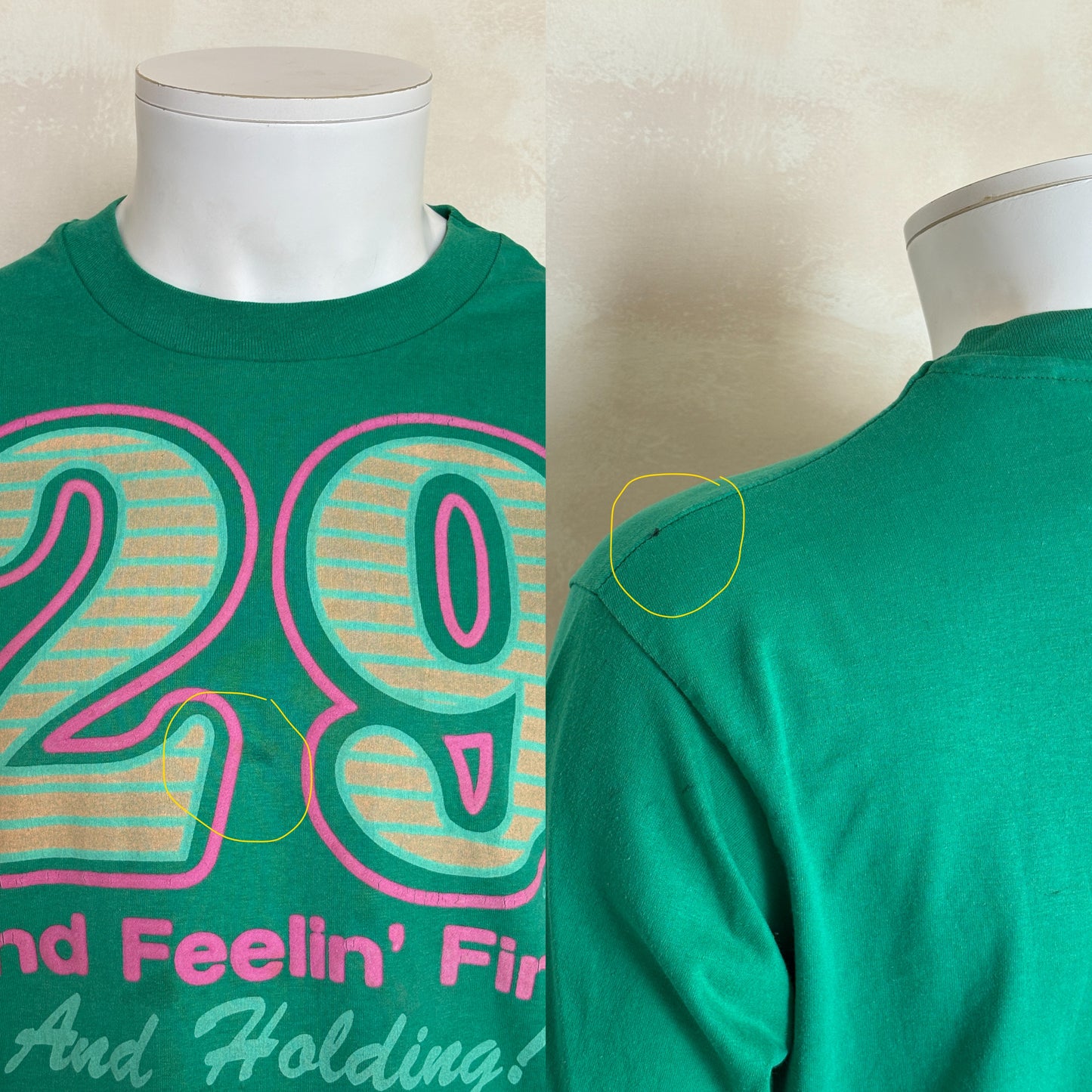 Vintage 1988 funny birthday t-shirt – “29 and Feelin Fine”. Made in USA.